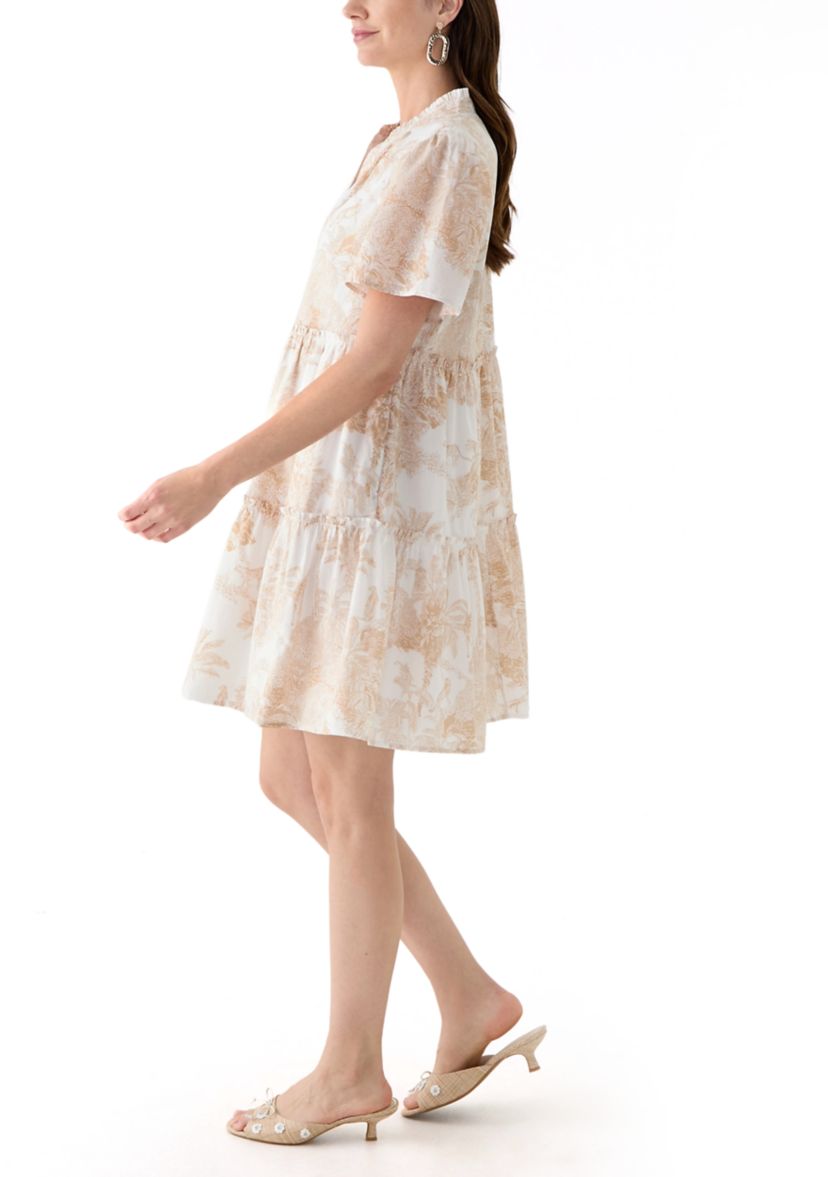 Womens Printed Peasant Dress
