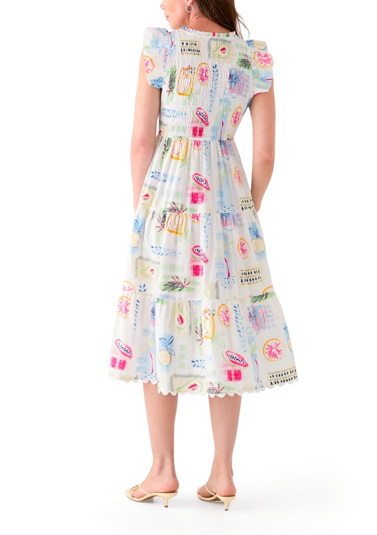 Womens Smocked Split Neck Dress