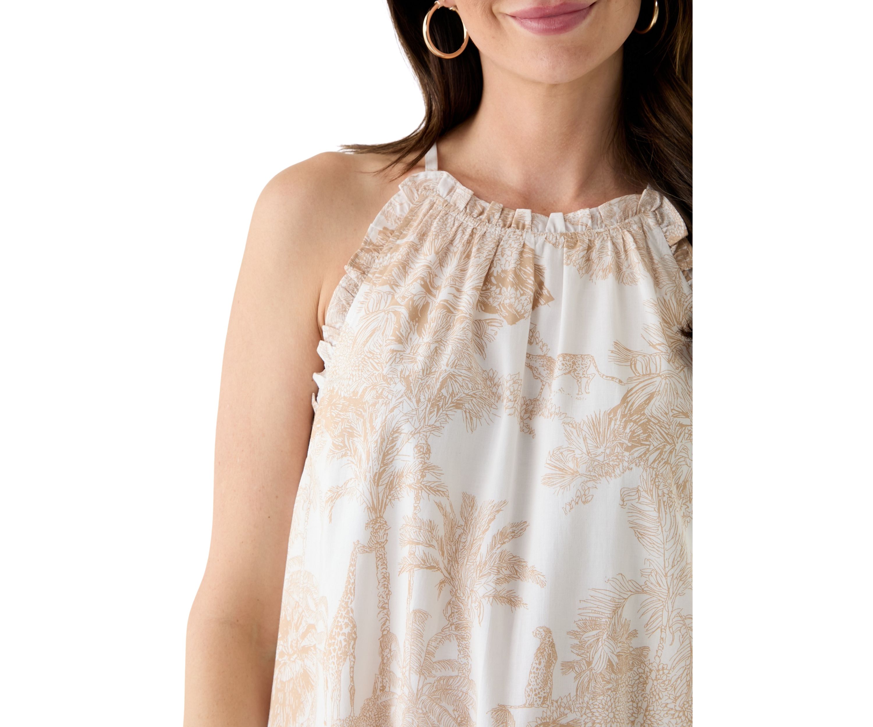 Womens Sleeveless Halter Printed Maxi Dress