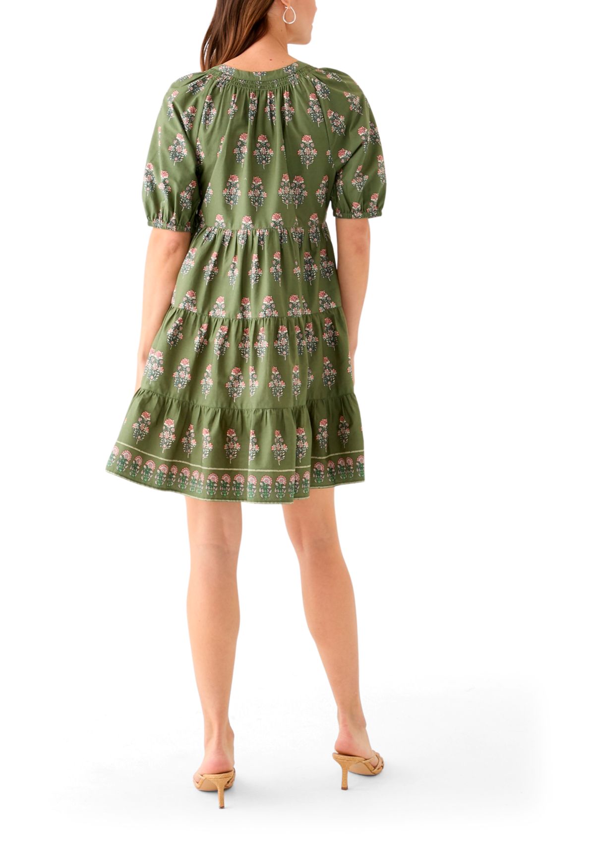 Womens Floral Printed Peasant Dress