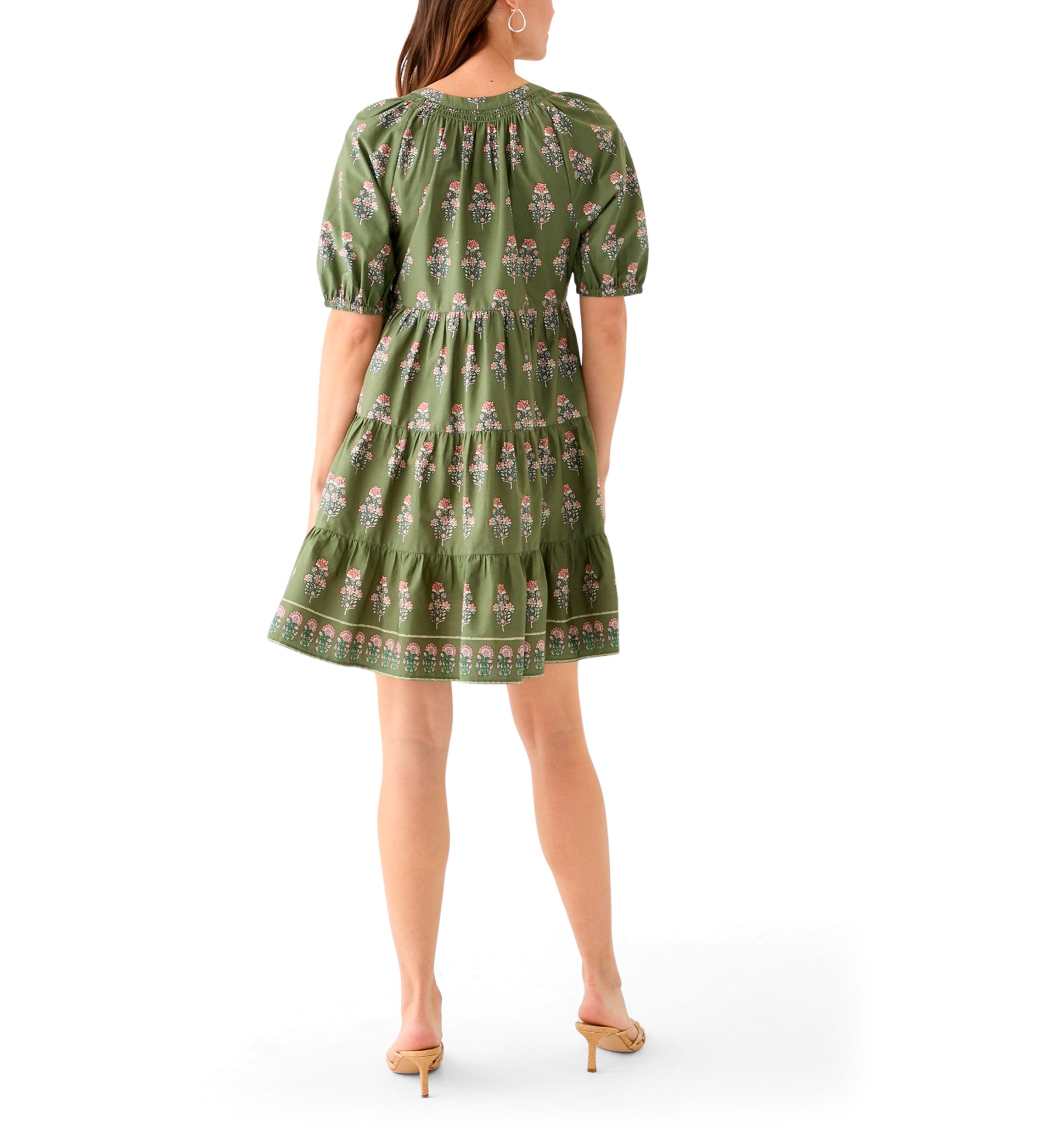 Womens Floral Printed Peasant Dress