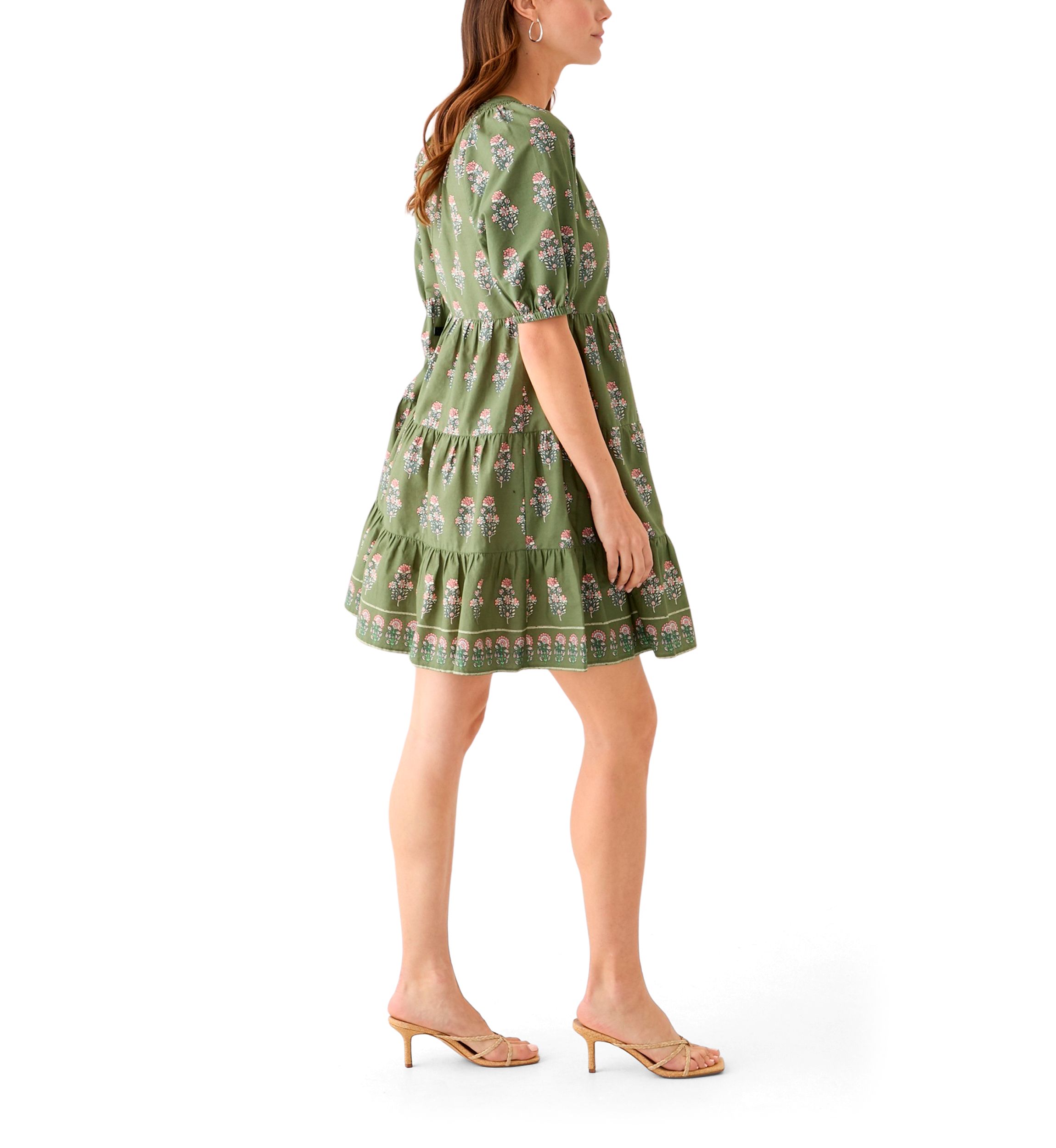 Womens Floral Printed Peasant Dress