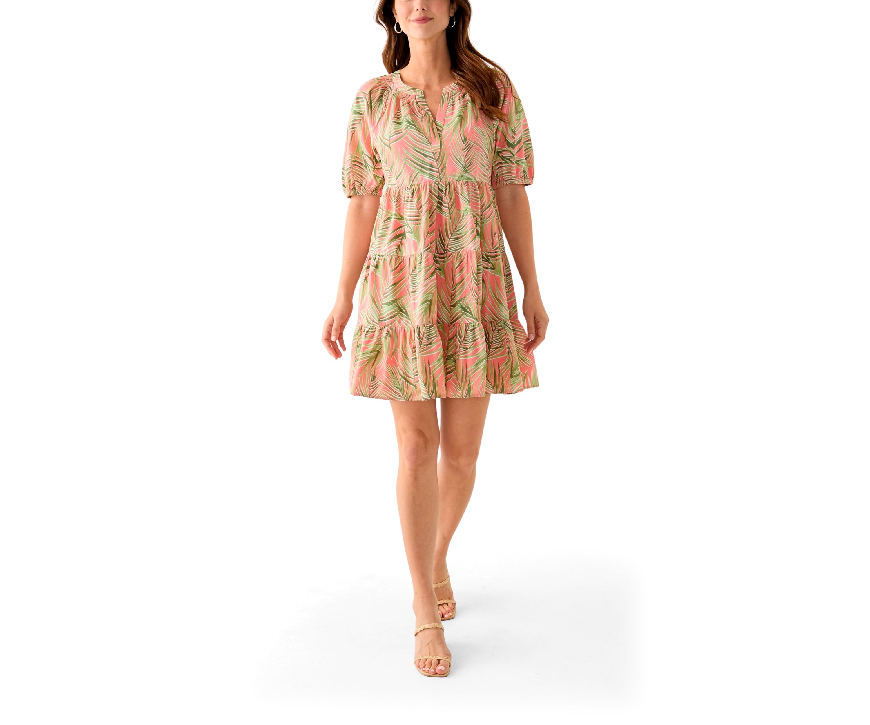Womens Printed Peasant Dress