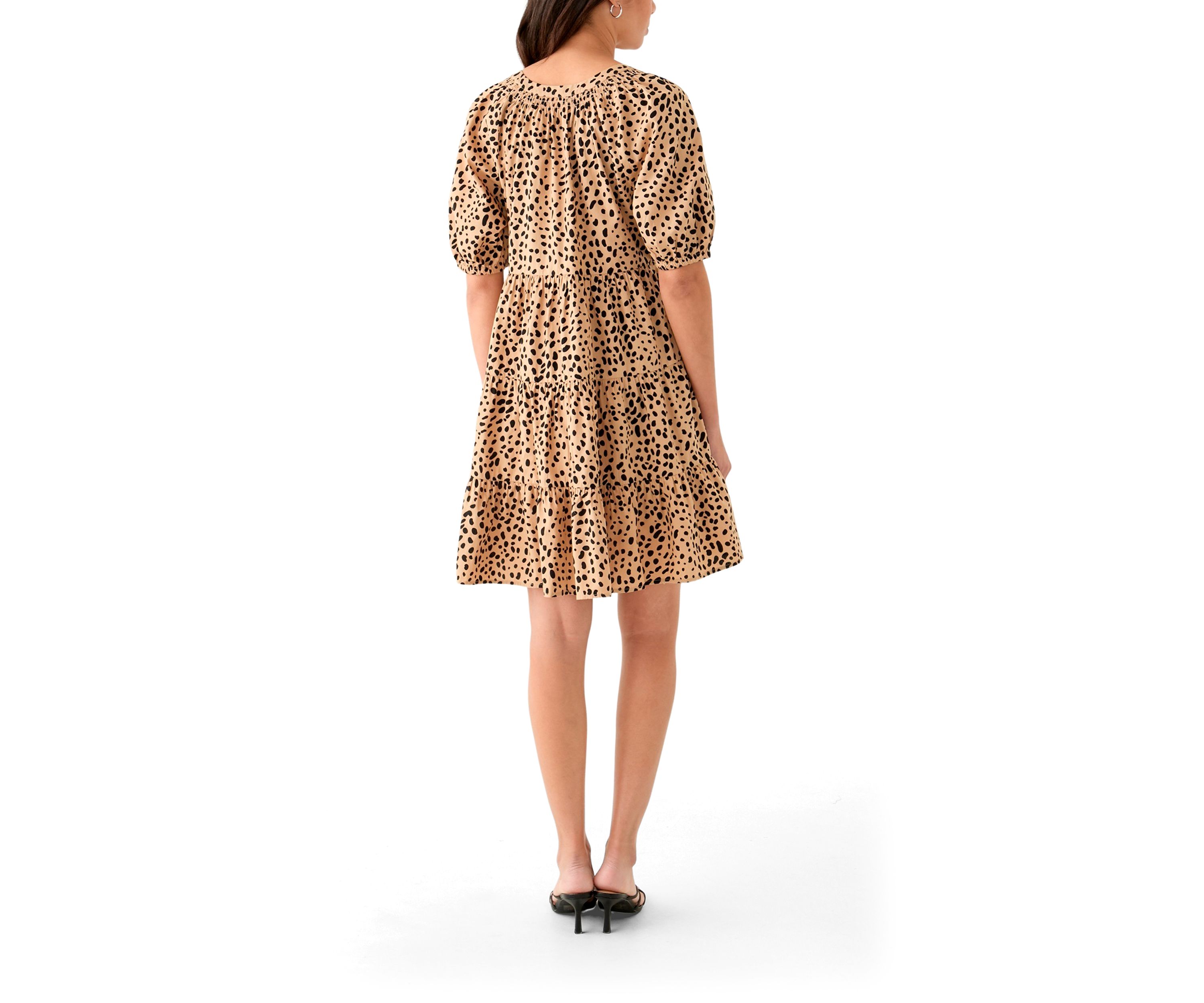 Womens Printed Peasant Dress