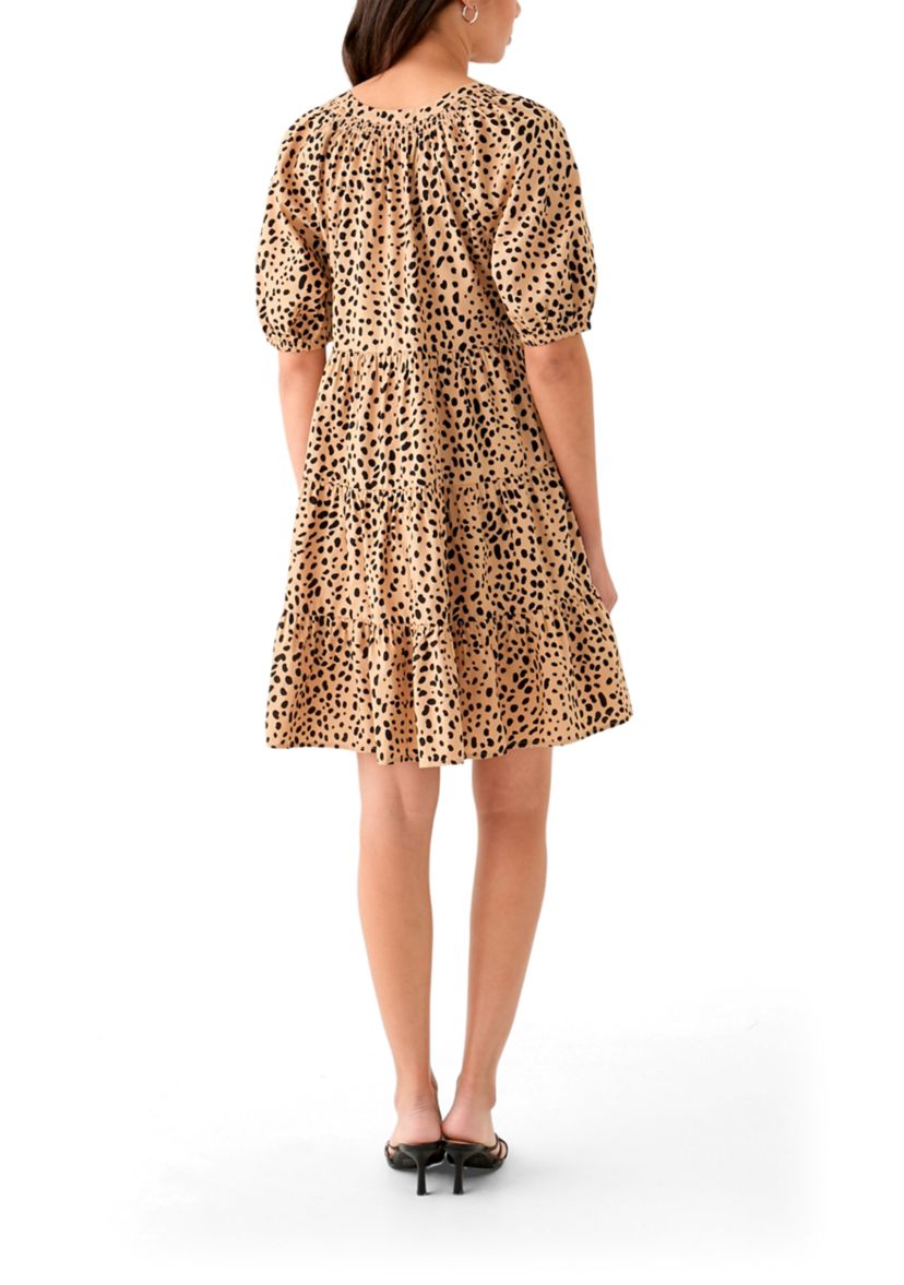 Womens Printed Peasant Dress