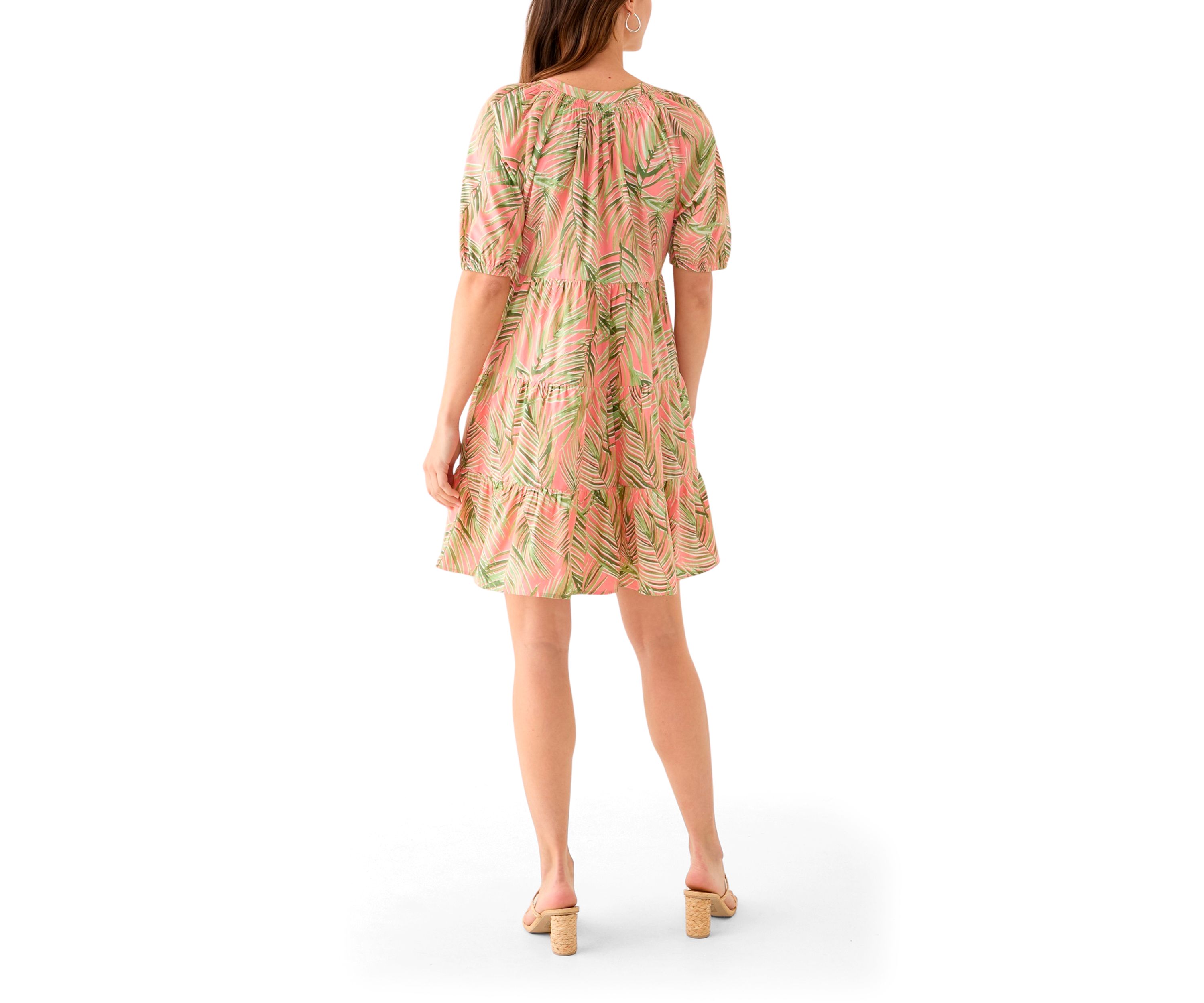 Womens Printed Peasant Dress