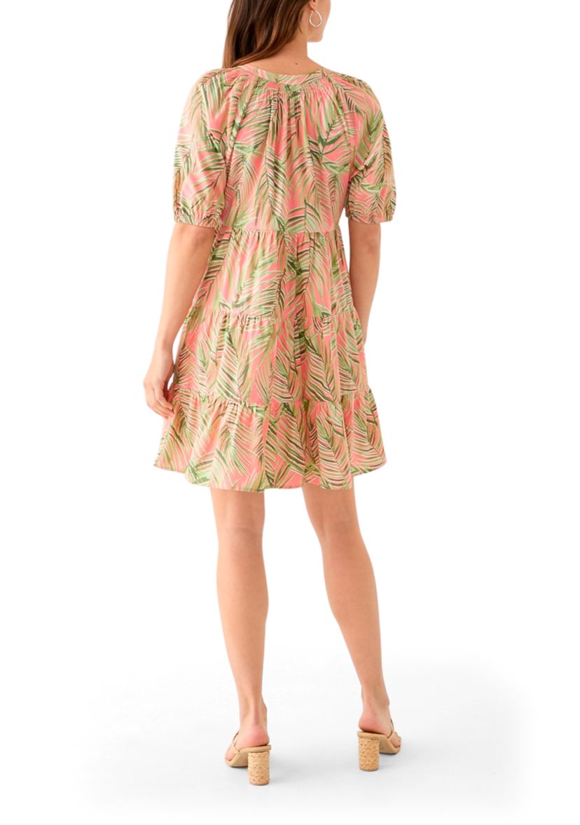Womens Printed Peasant Dress