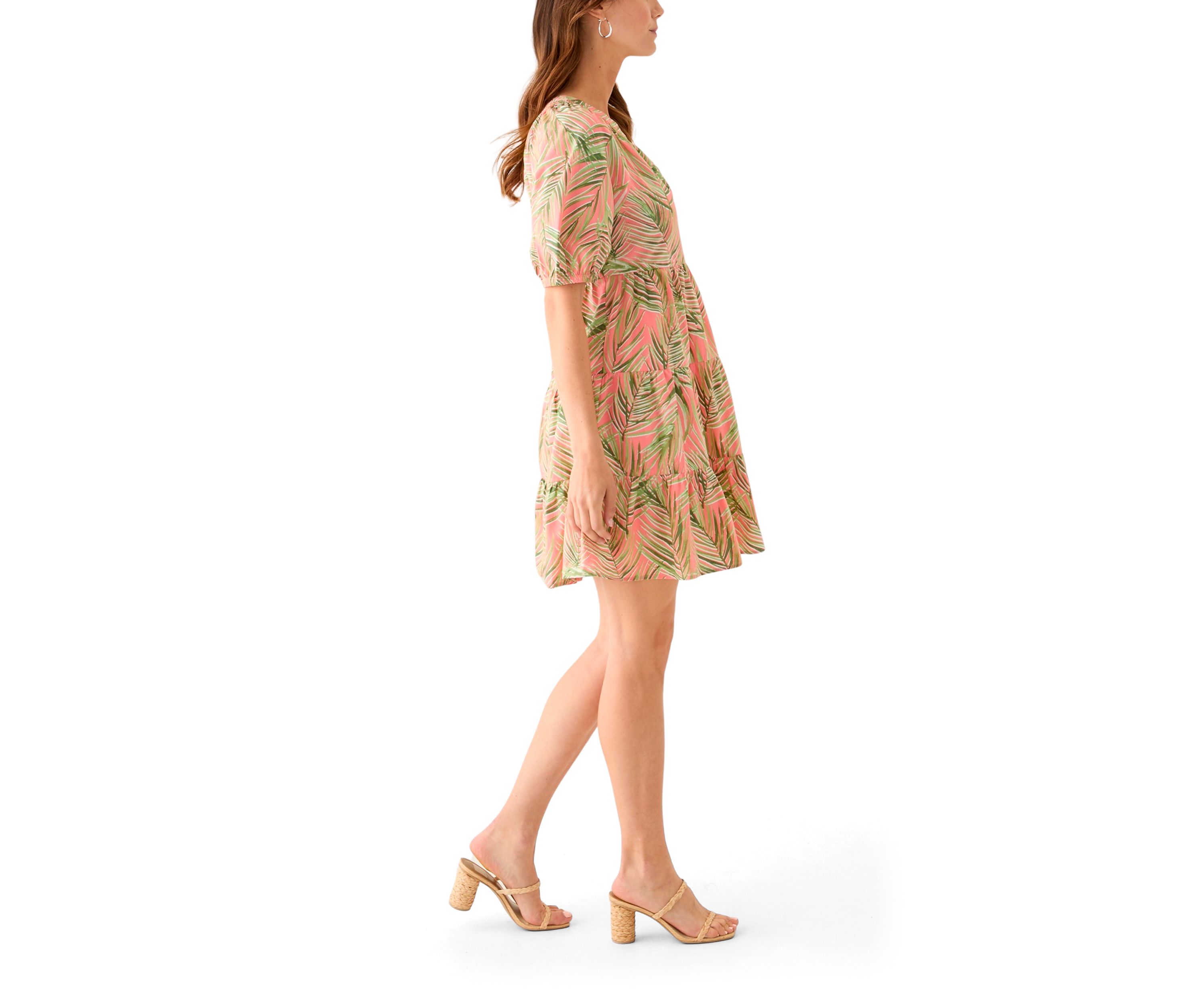Womens Printed Peasant Dress