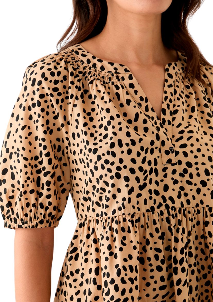 Womens Printed Peasant Dress
