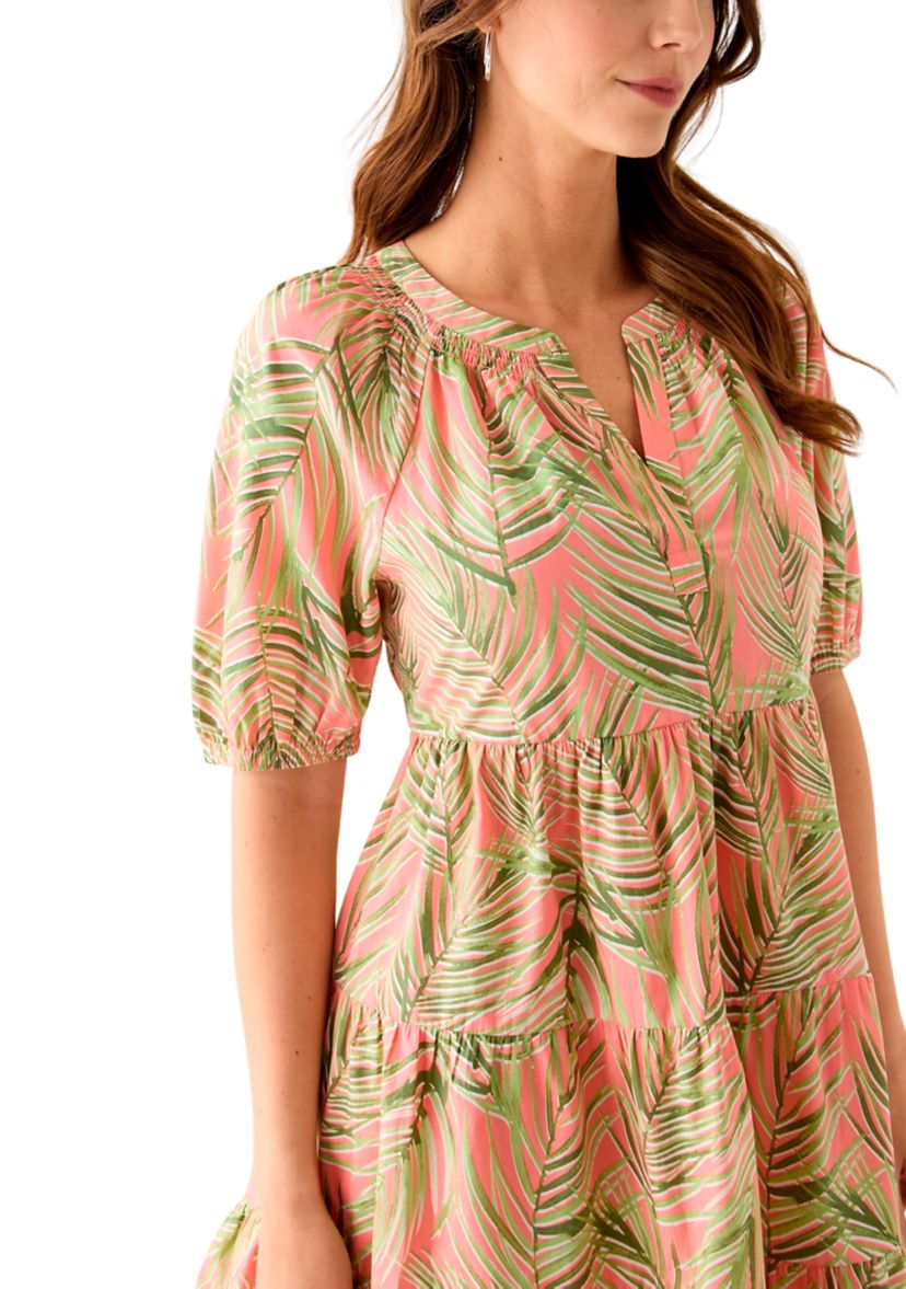 Womens Printed Peasant Dress