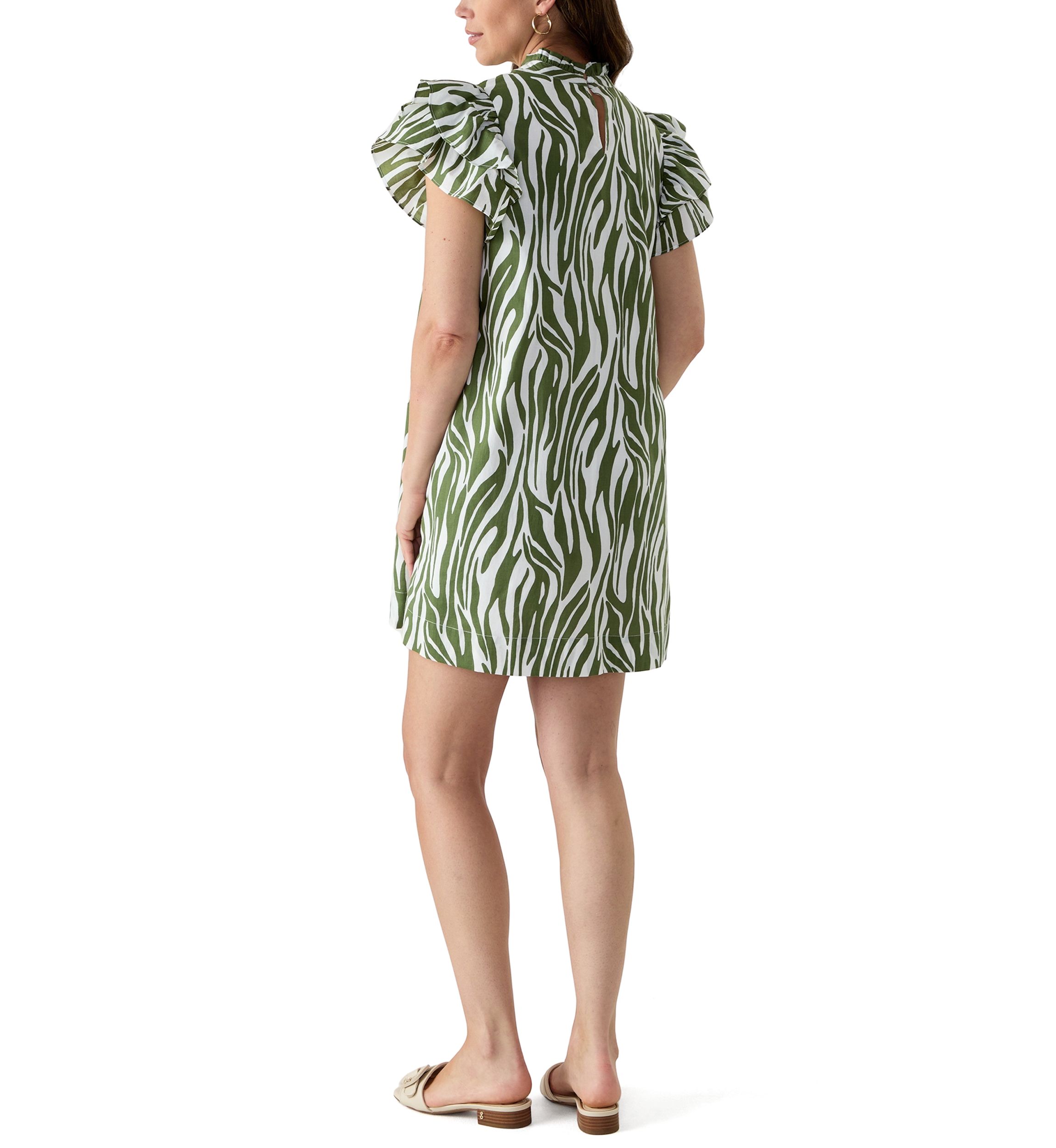 Womens Short Sleeve Printed Smocked Bib Dress