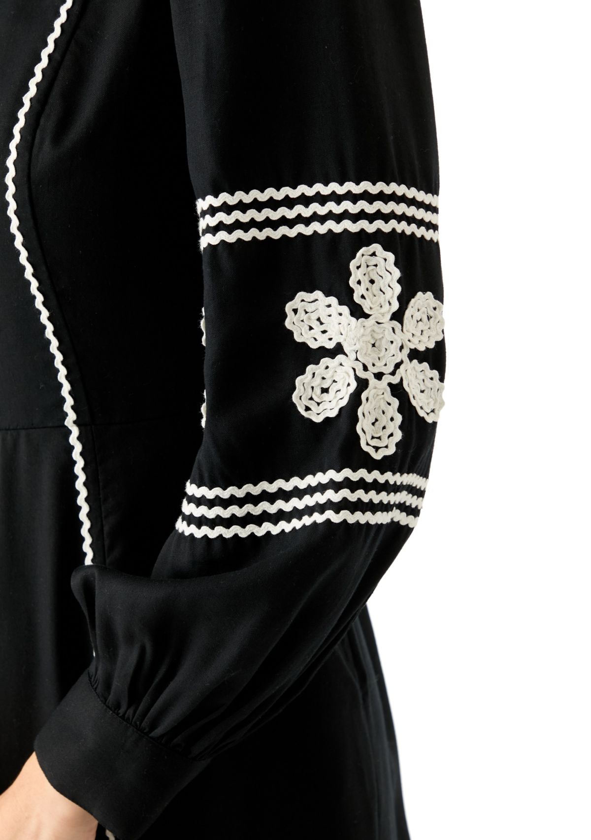 Womens Long Sleeve Embroidered Midi Dress
