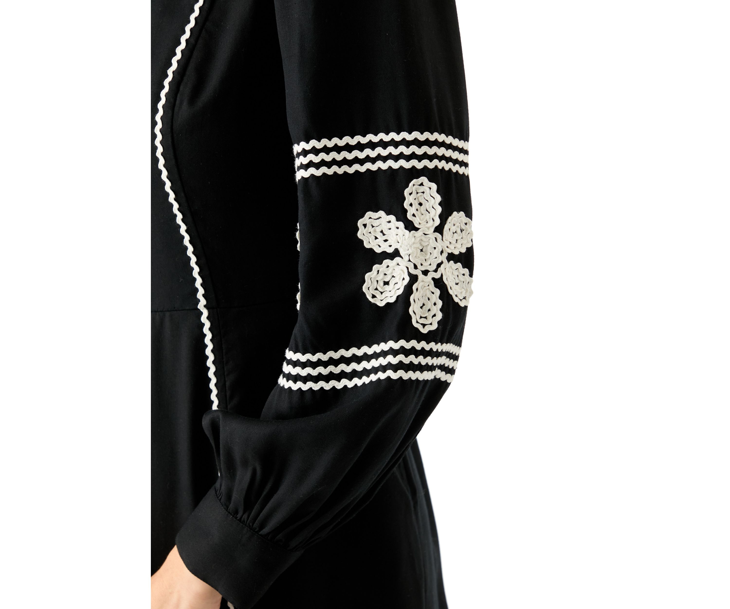 Womens Long Sleeve Embroidered Midi Dress
