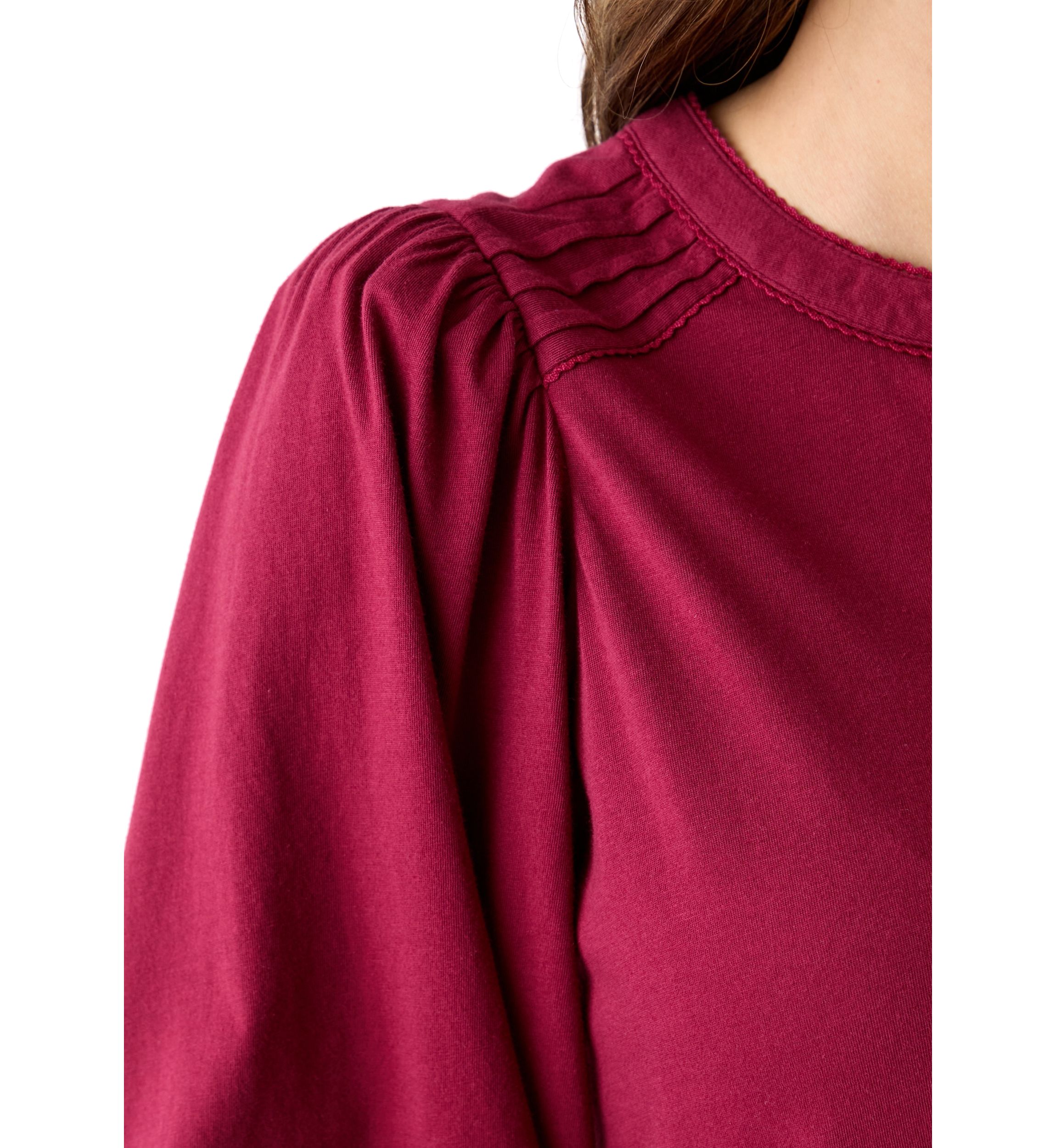Womens Long Sleeve Pintuck Henley Solid Blouse