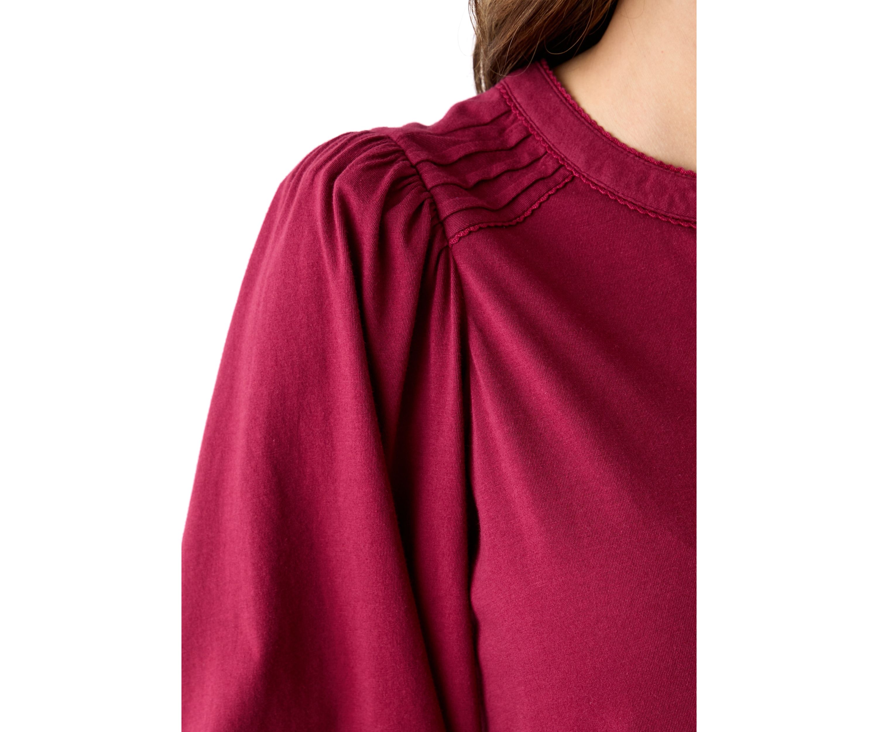 Womens Long Sleeve Pintuck Henley Solid Blouse