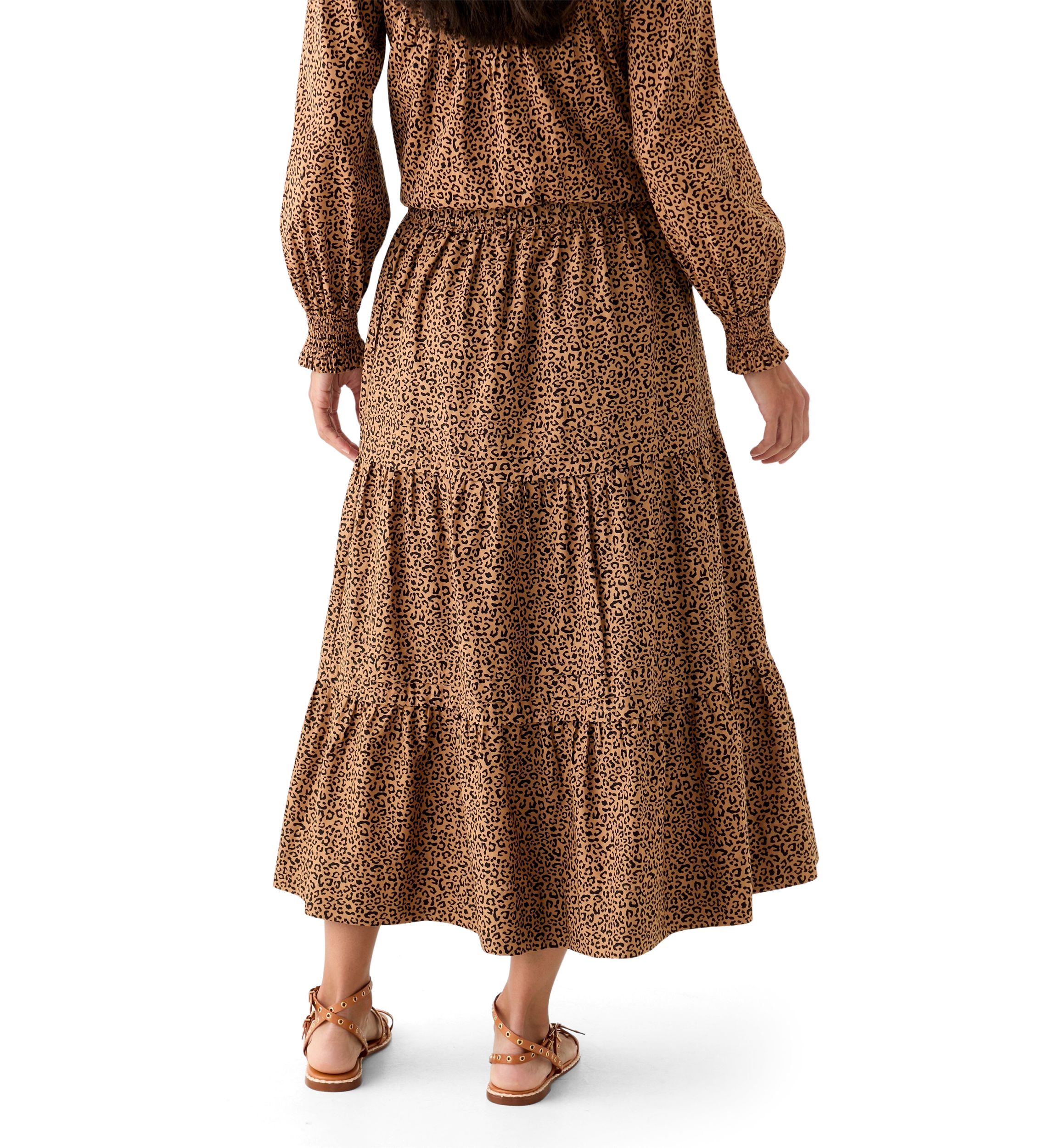 Plus Size Pleated Printed Midi Skirt