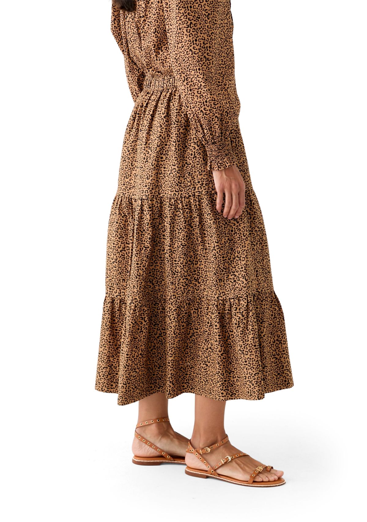 Plus Size Pleated Printed Midi Skirt