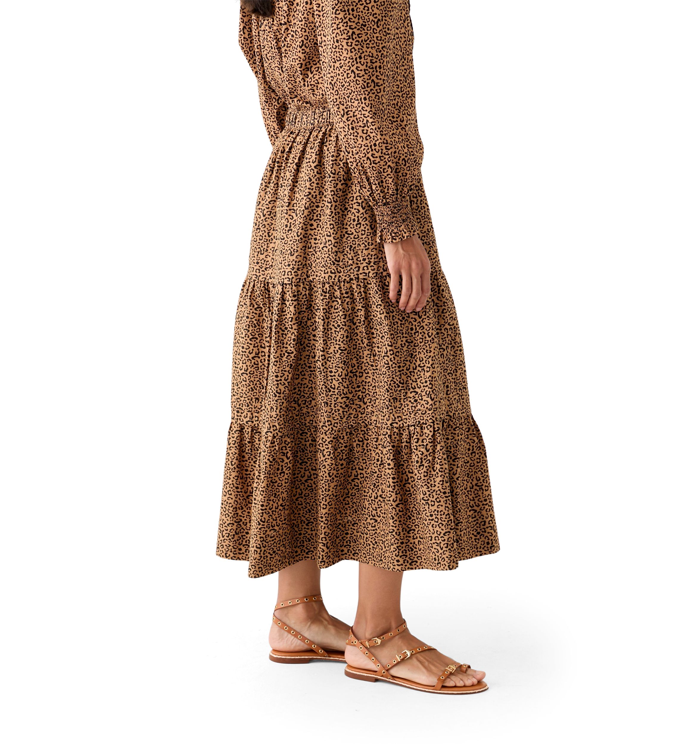 Plus Size Pleated Printed Midi Skirt