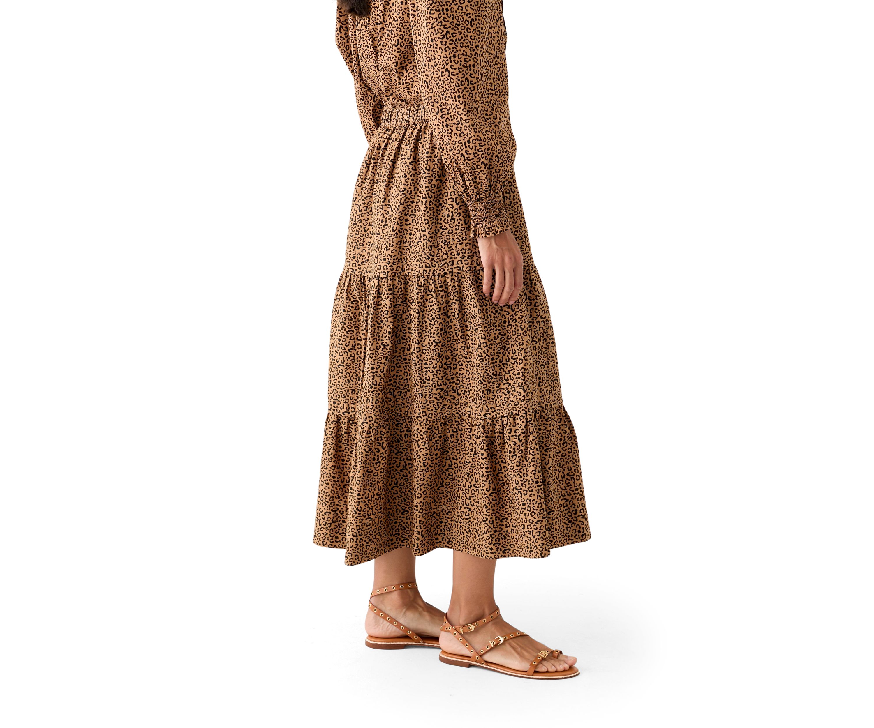 Plus Size Pleated Printed Midi Skirt