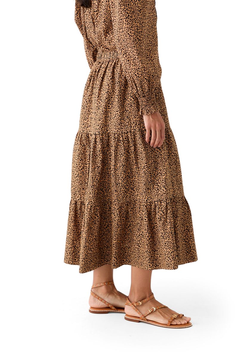 Plus Size Pleated Printed Midi Skirt