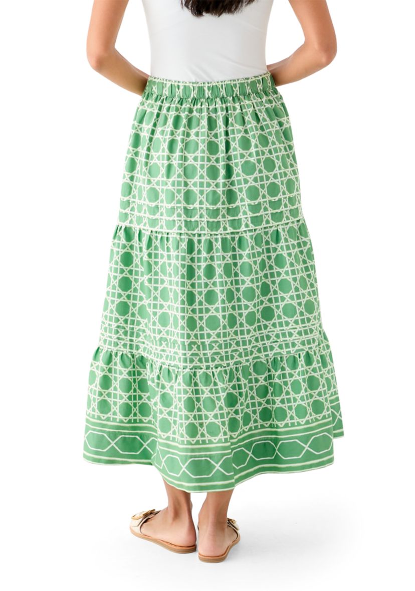 Womens Pleated Printed Midi Skirt