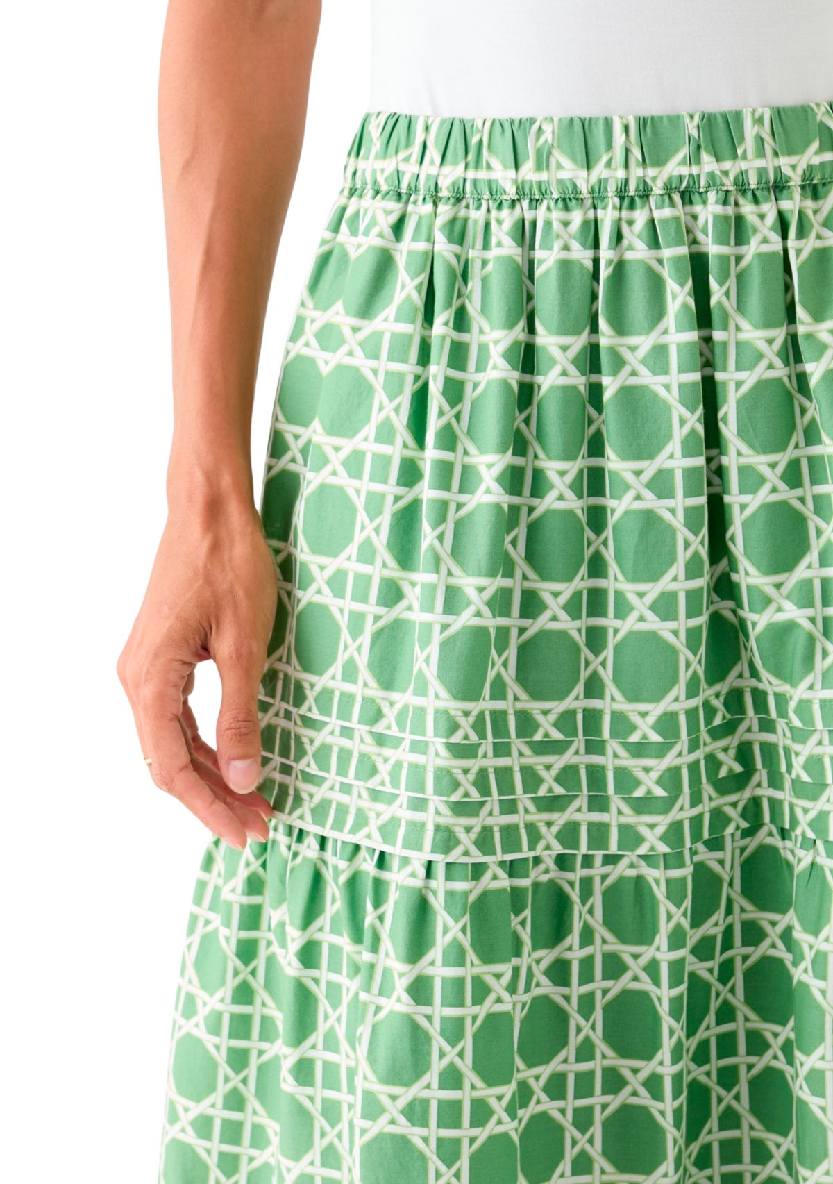 Womens Pleated Printed Midi Skirt