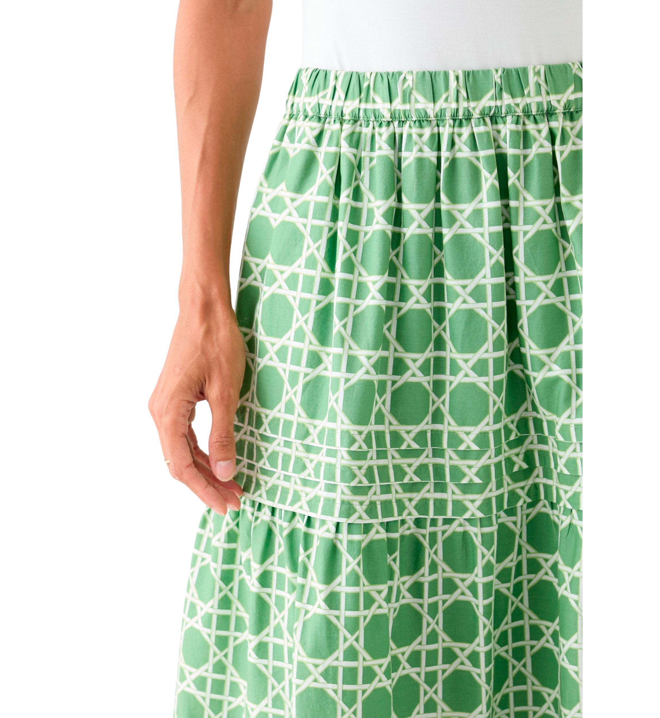 Womens Pleated Printed Midi Skirt