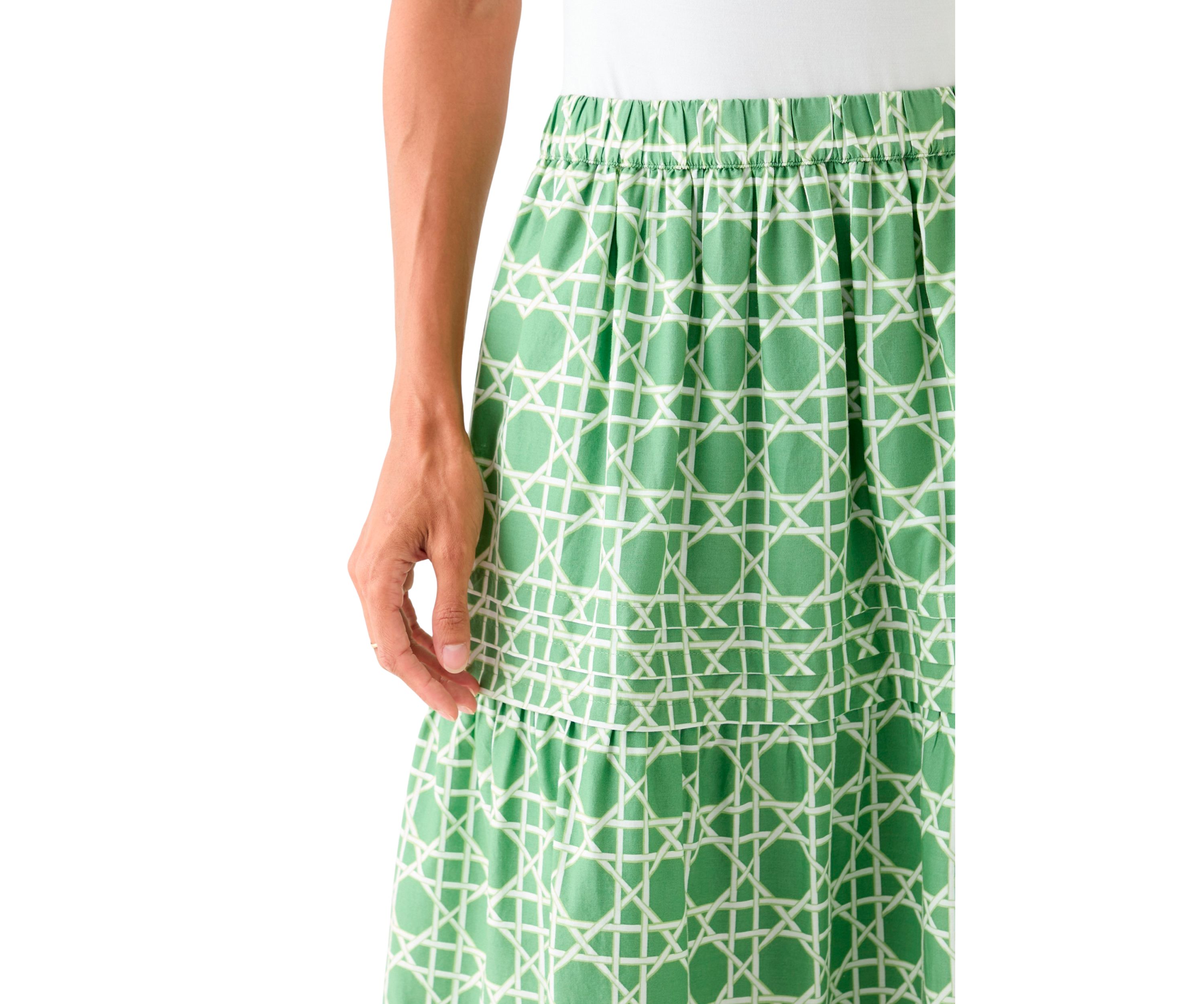 Womens Pleated Printed Midi Skirt