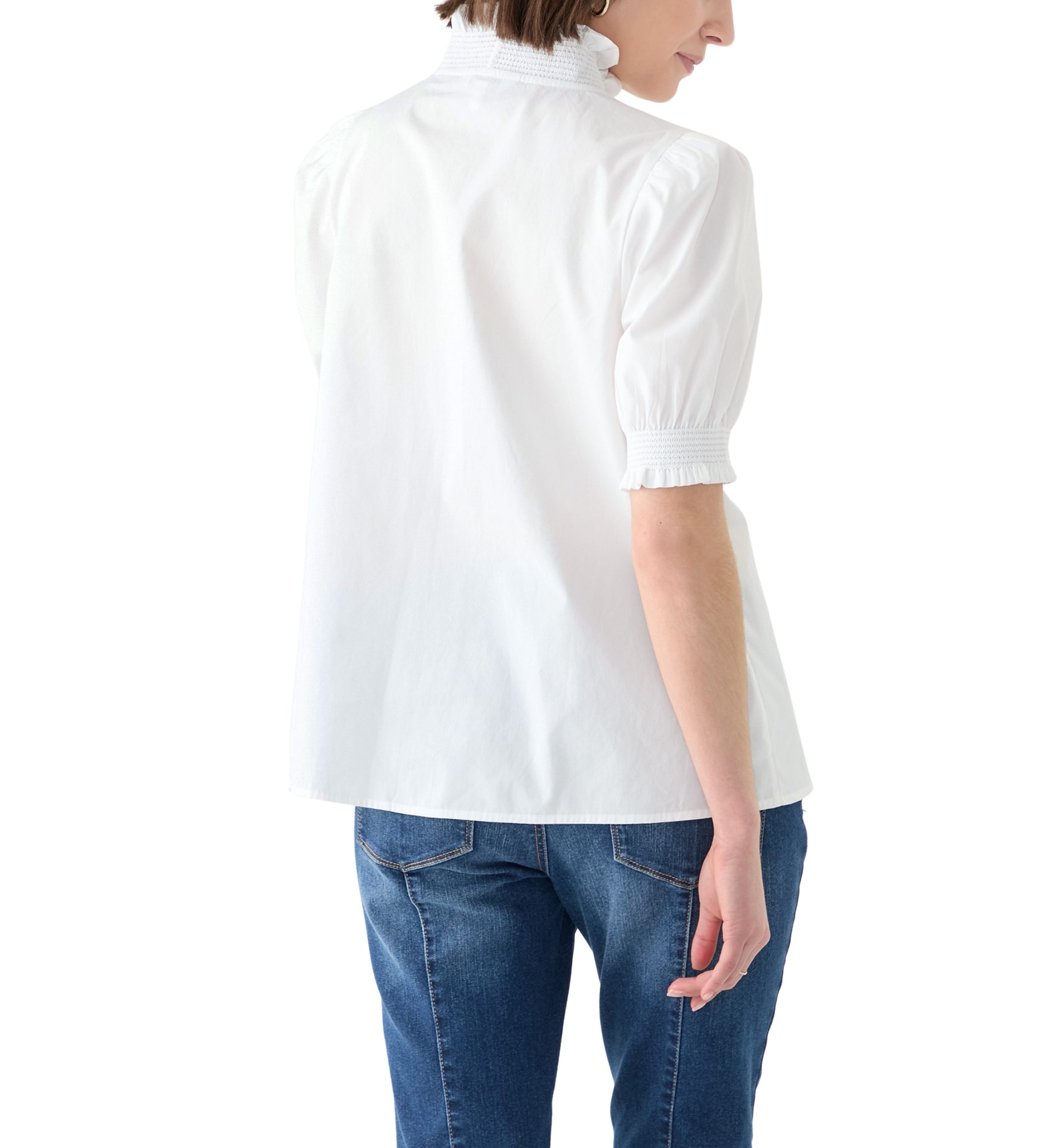 Womens Short Sleeve Smocked Ruffle Top