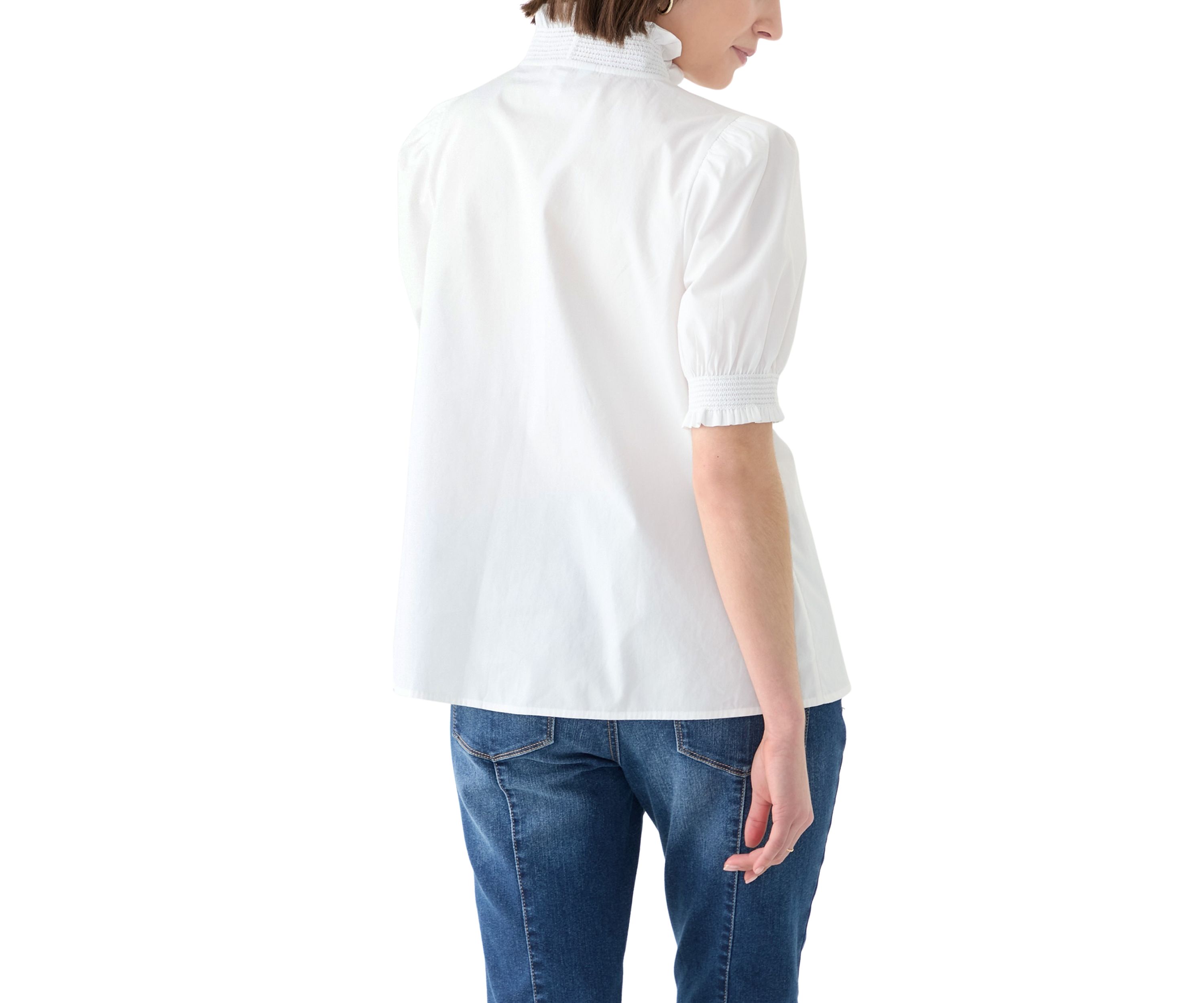 Womens Short Sleeve Smocked Ruffle Top