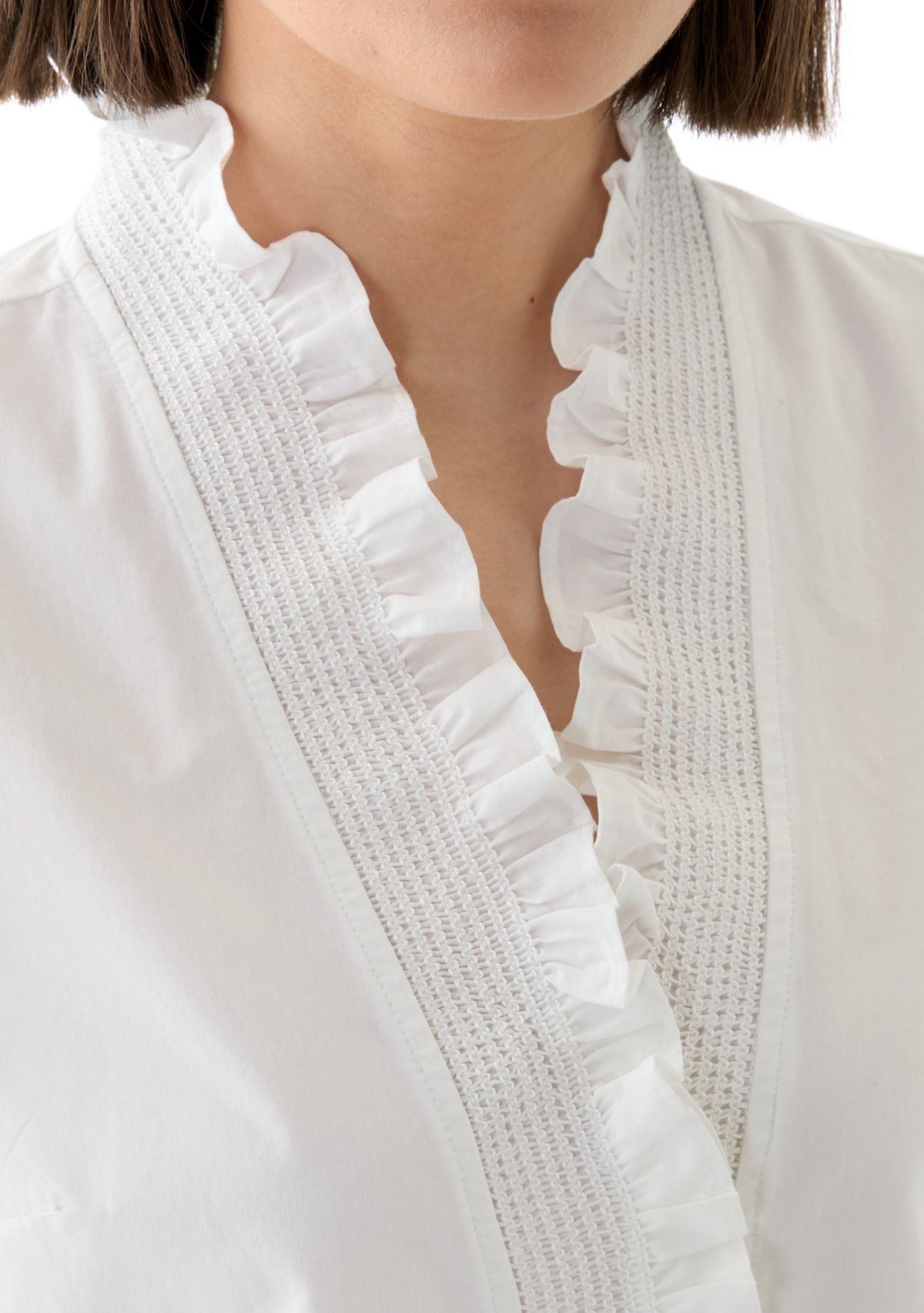 Womens Short Sleeve Smocked Ruffle Top