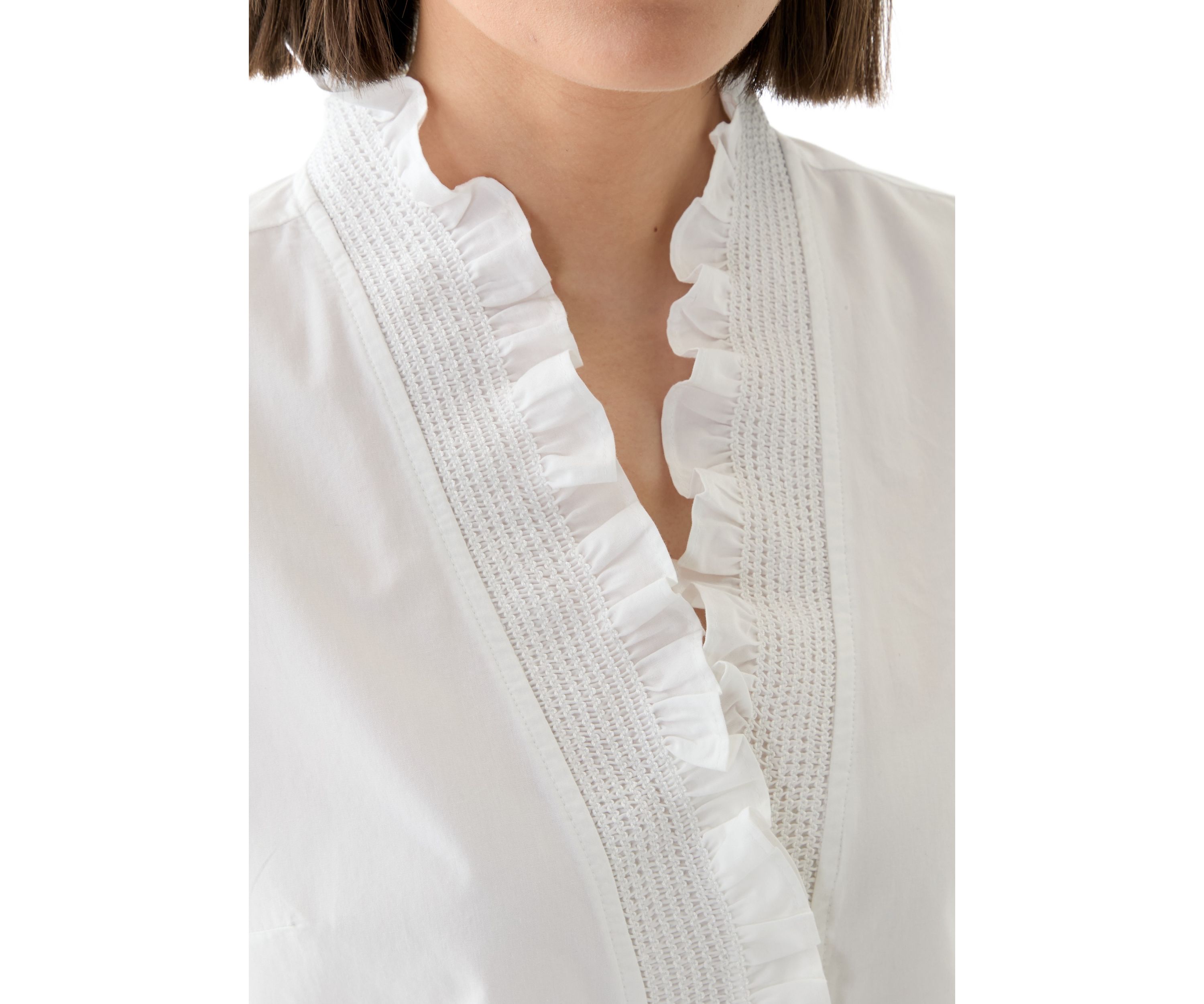 Womens Short Sleeve Smocked Ruffle Top