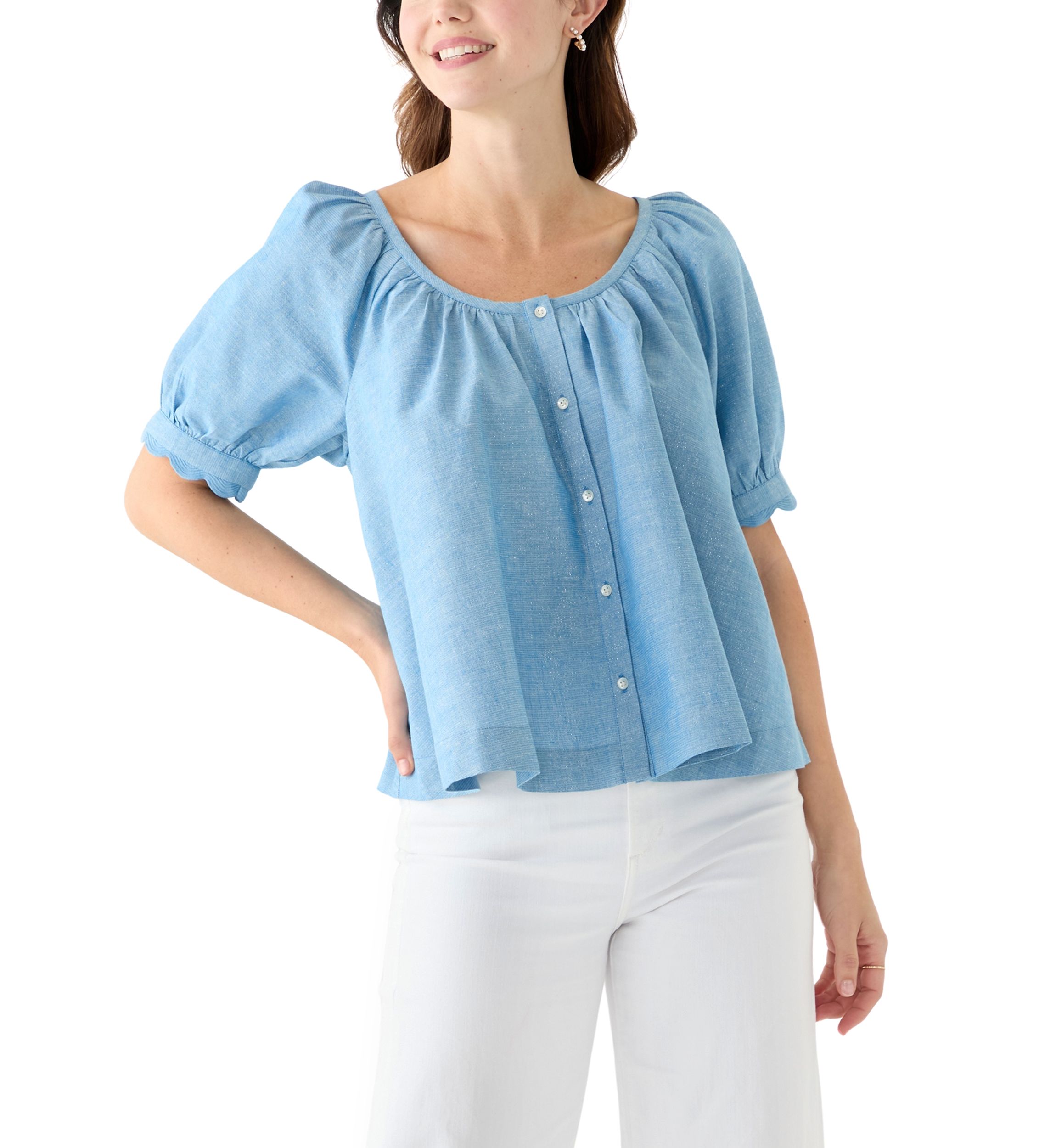 Womens Scalloped Cuff Top