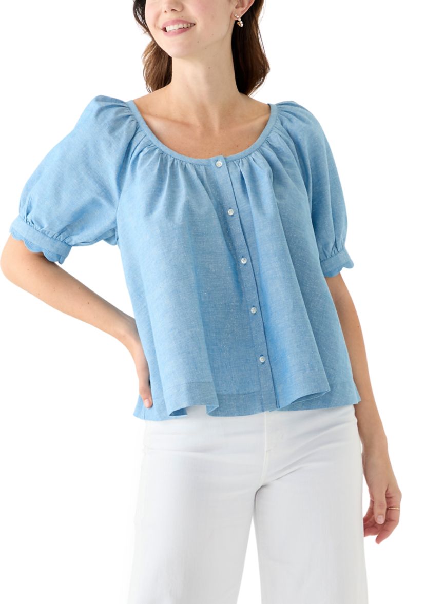 Womens Scalloped Cuff Top