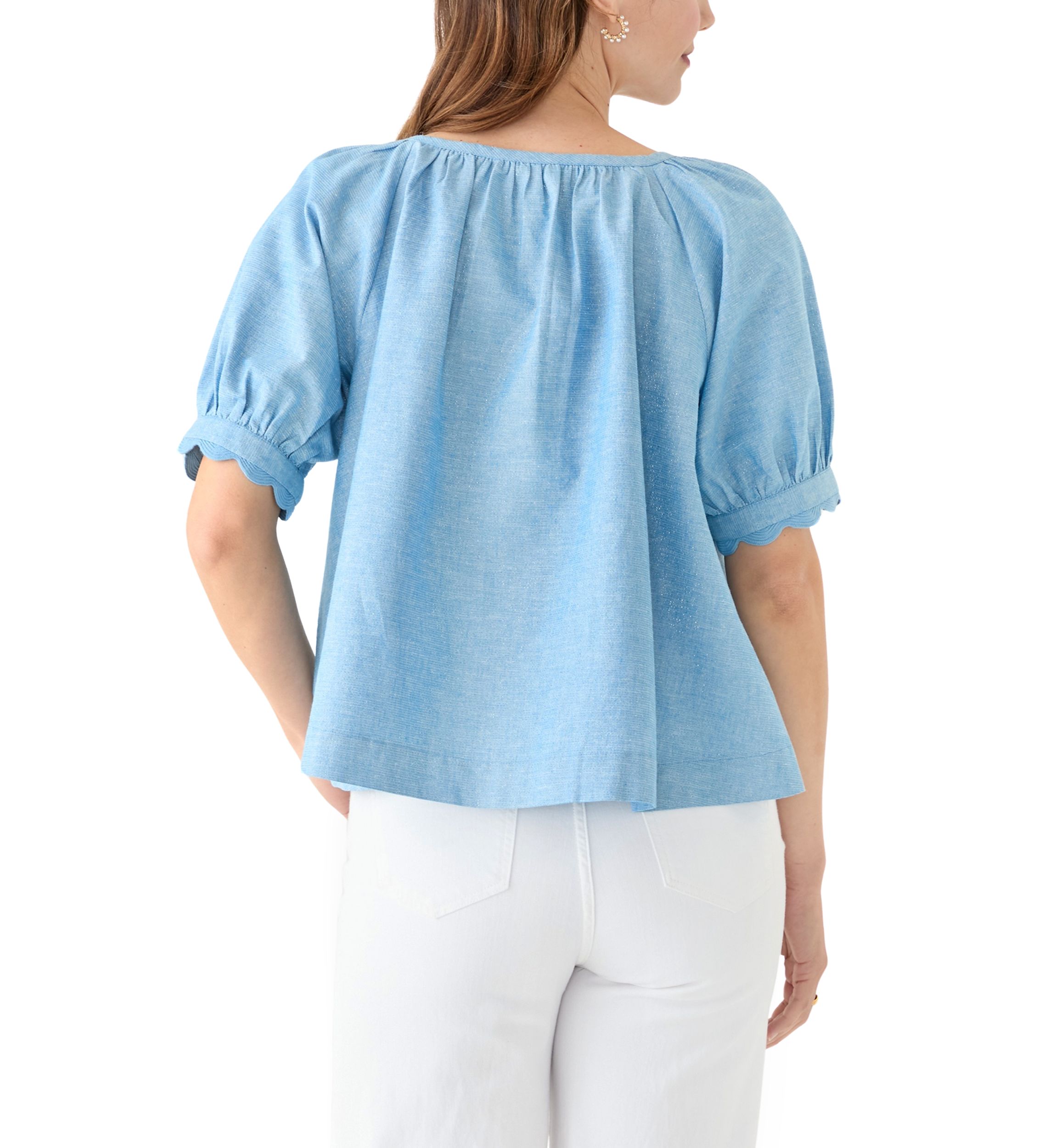 Womens Scalloped Cuff Top