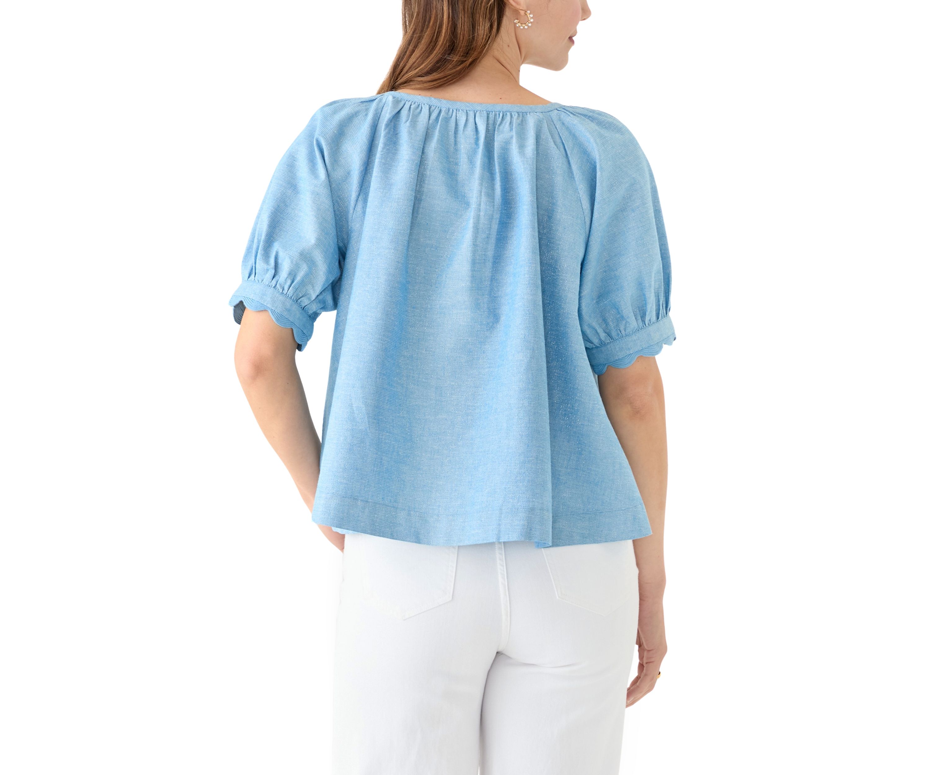 Womens Scalloped Cuff Top
