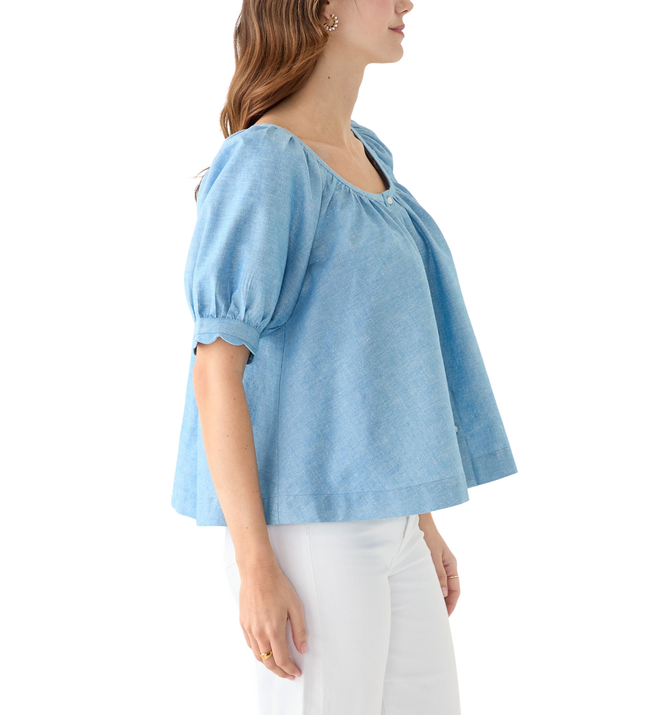 Womens Scalloped Cuff Top