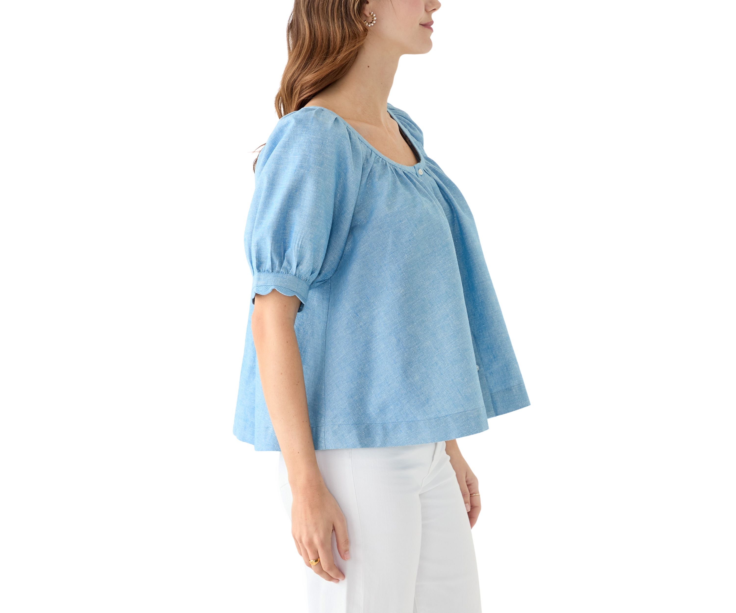 Womens Scalloped Cuff Top