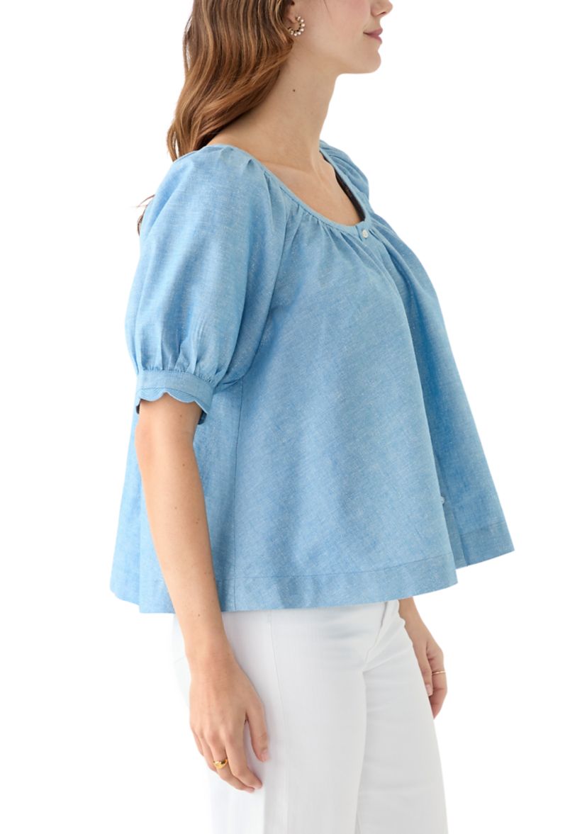 Womens Scalloped Cuff Top