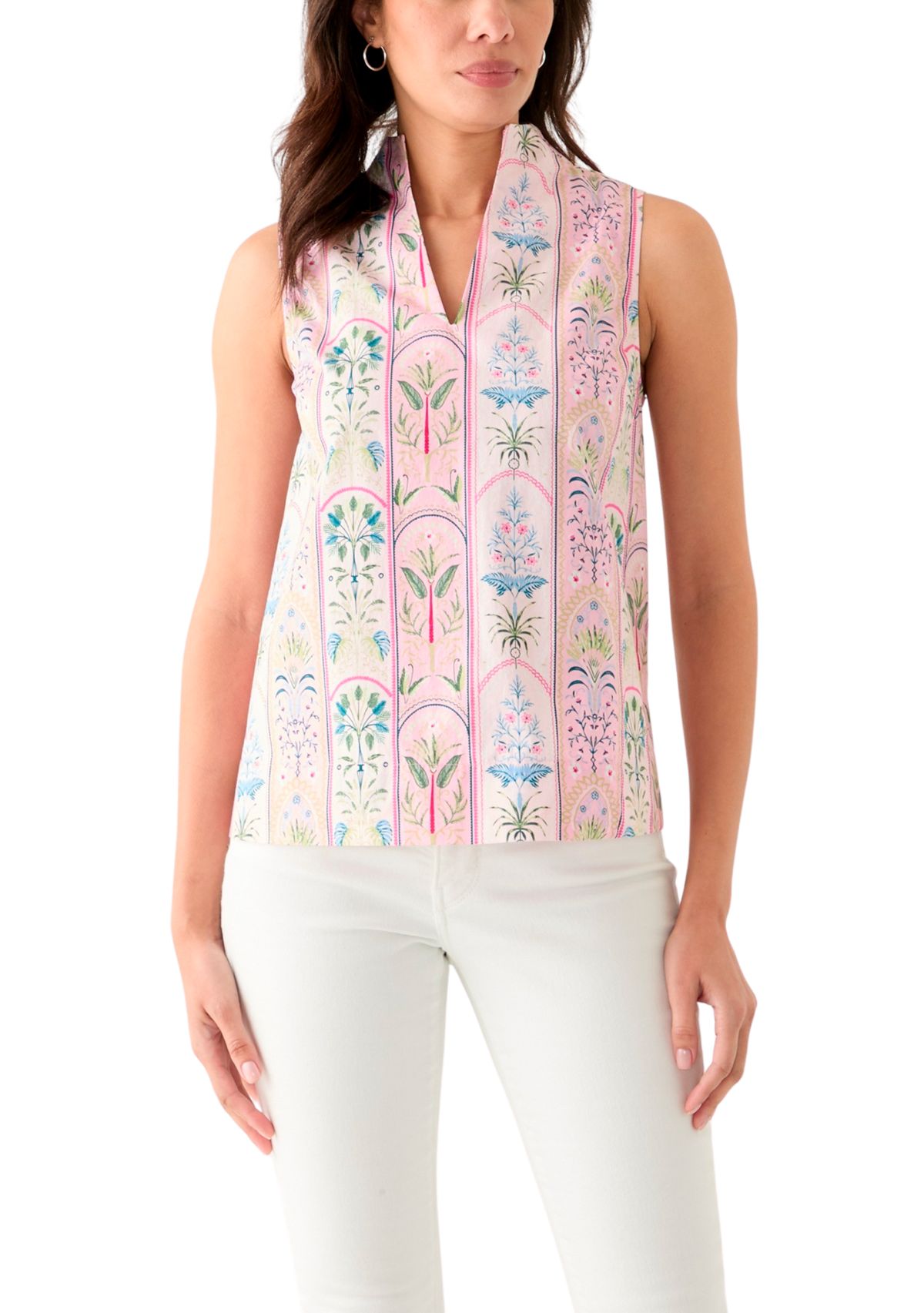 Womens Printed Split Neck Top
