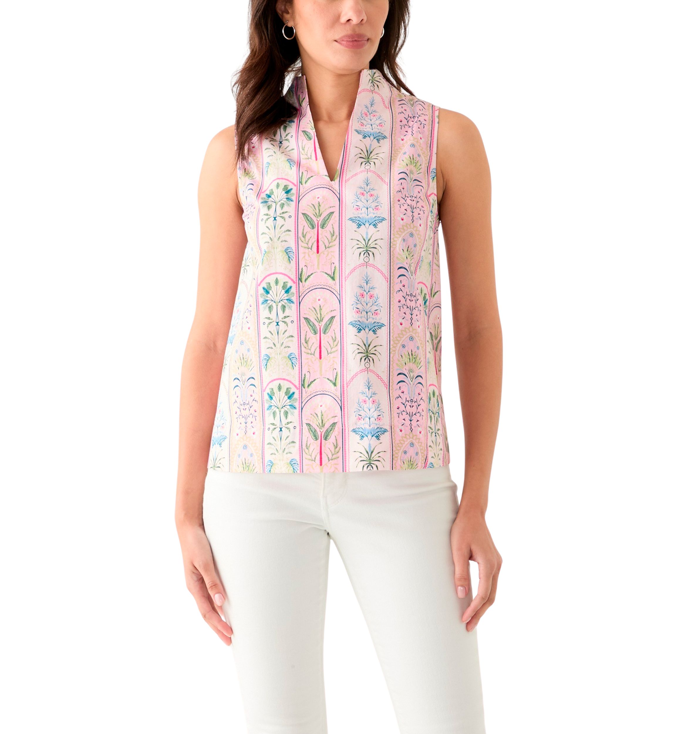 Womens Printed Split Neck Top