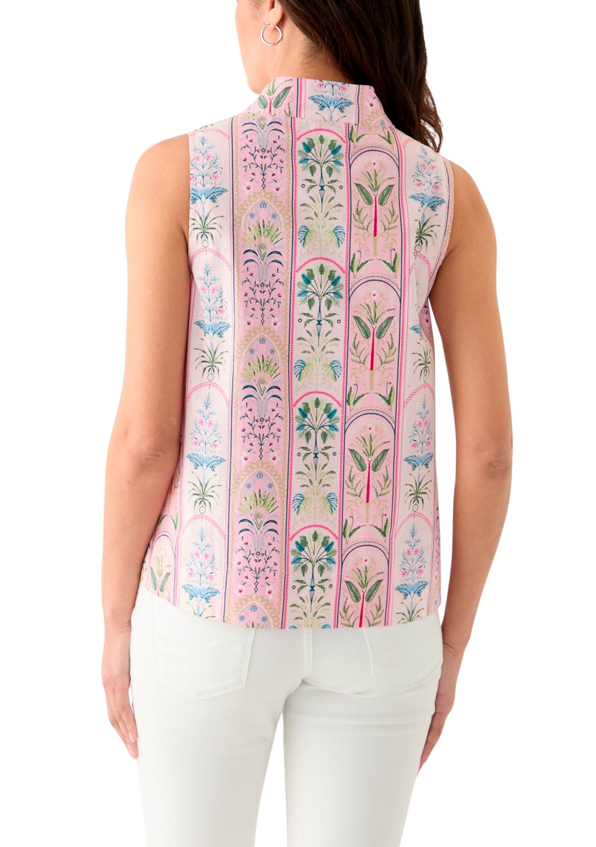 Womens Printed Split Neck Top
