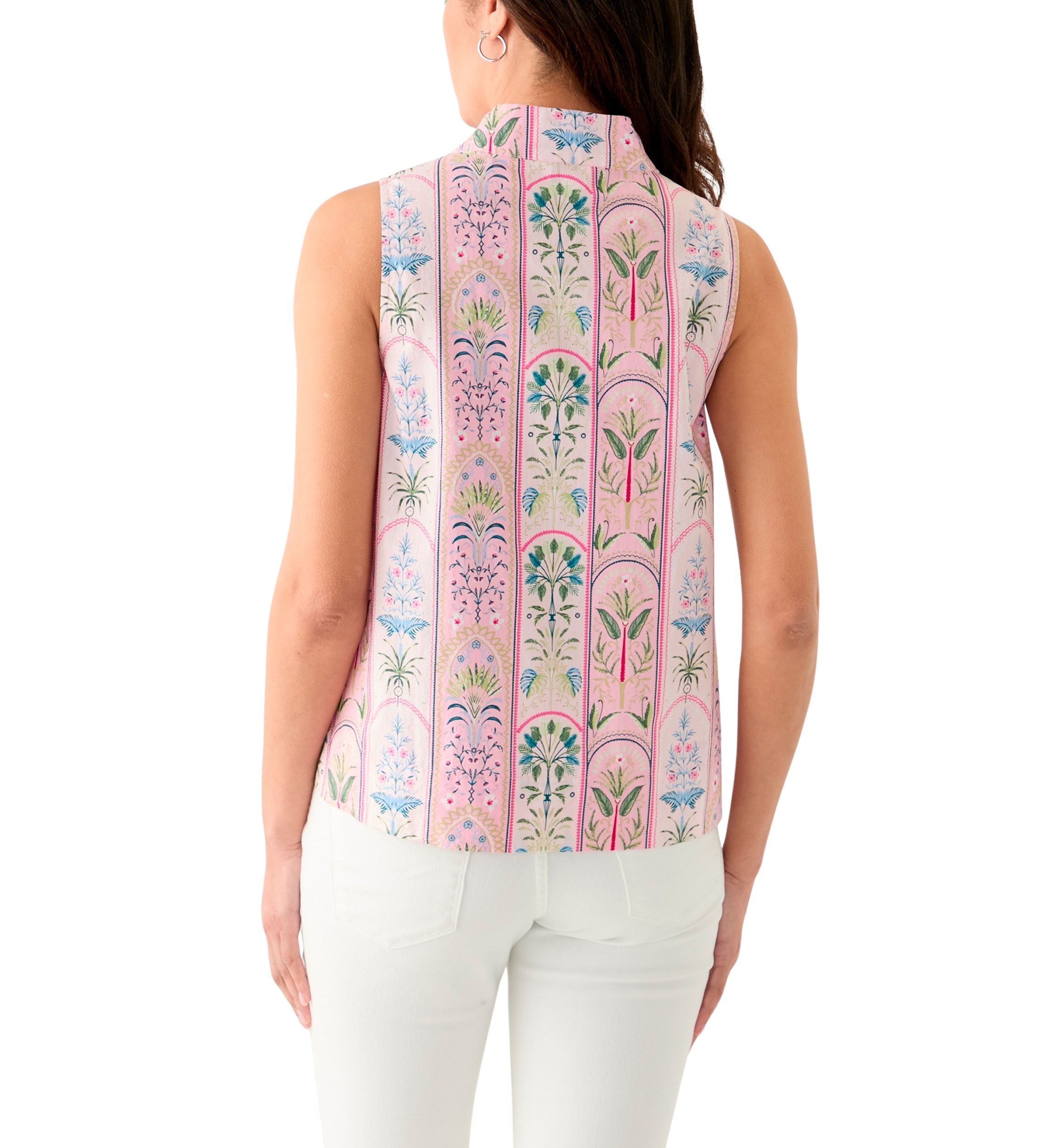 Womens Printed Split Neck Top