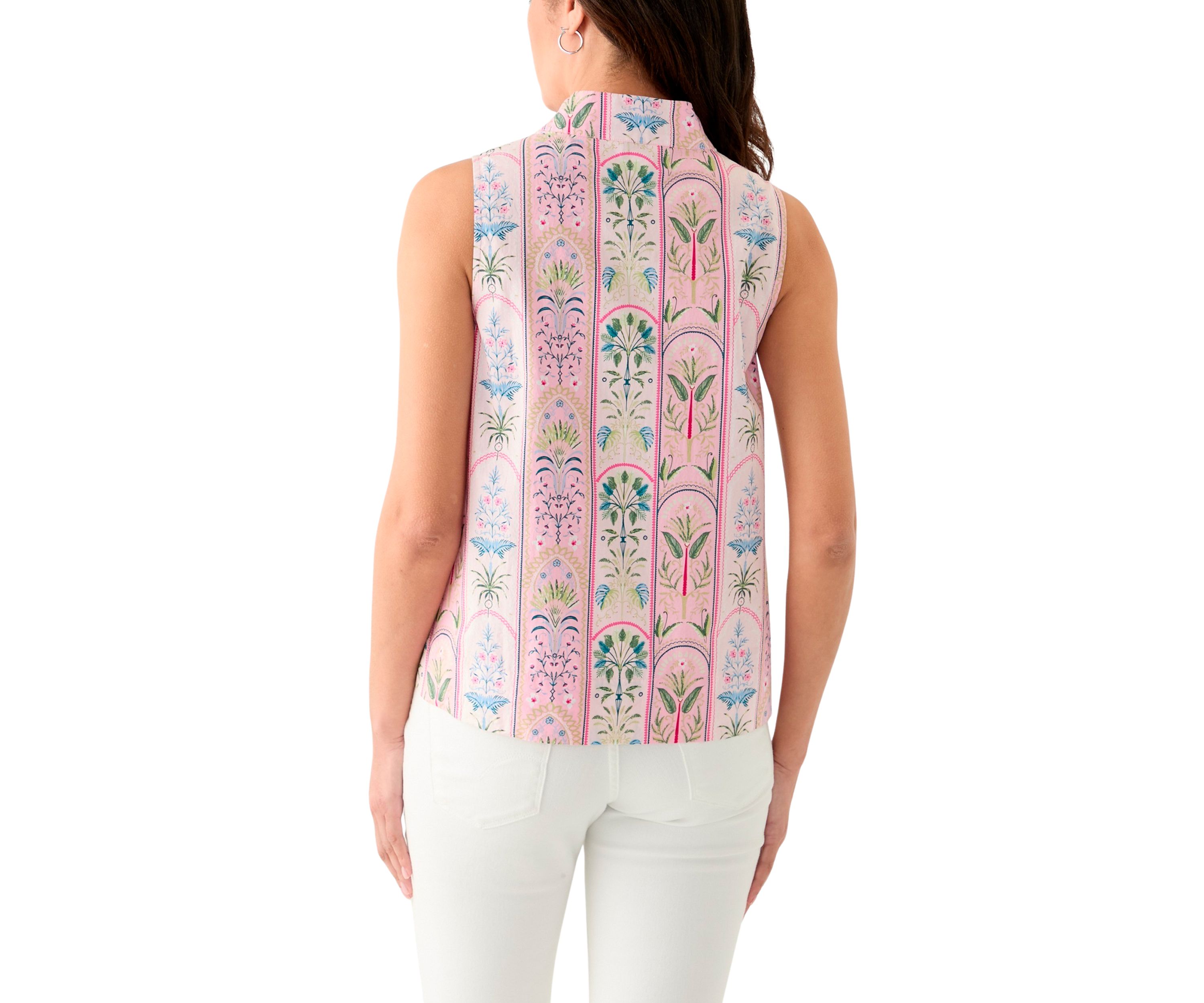 Womens Printed Split Neck Top