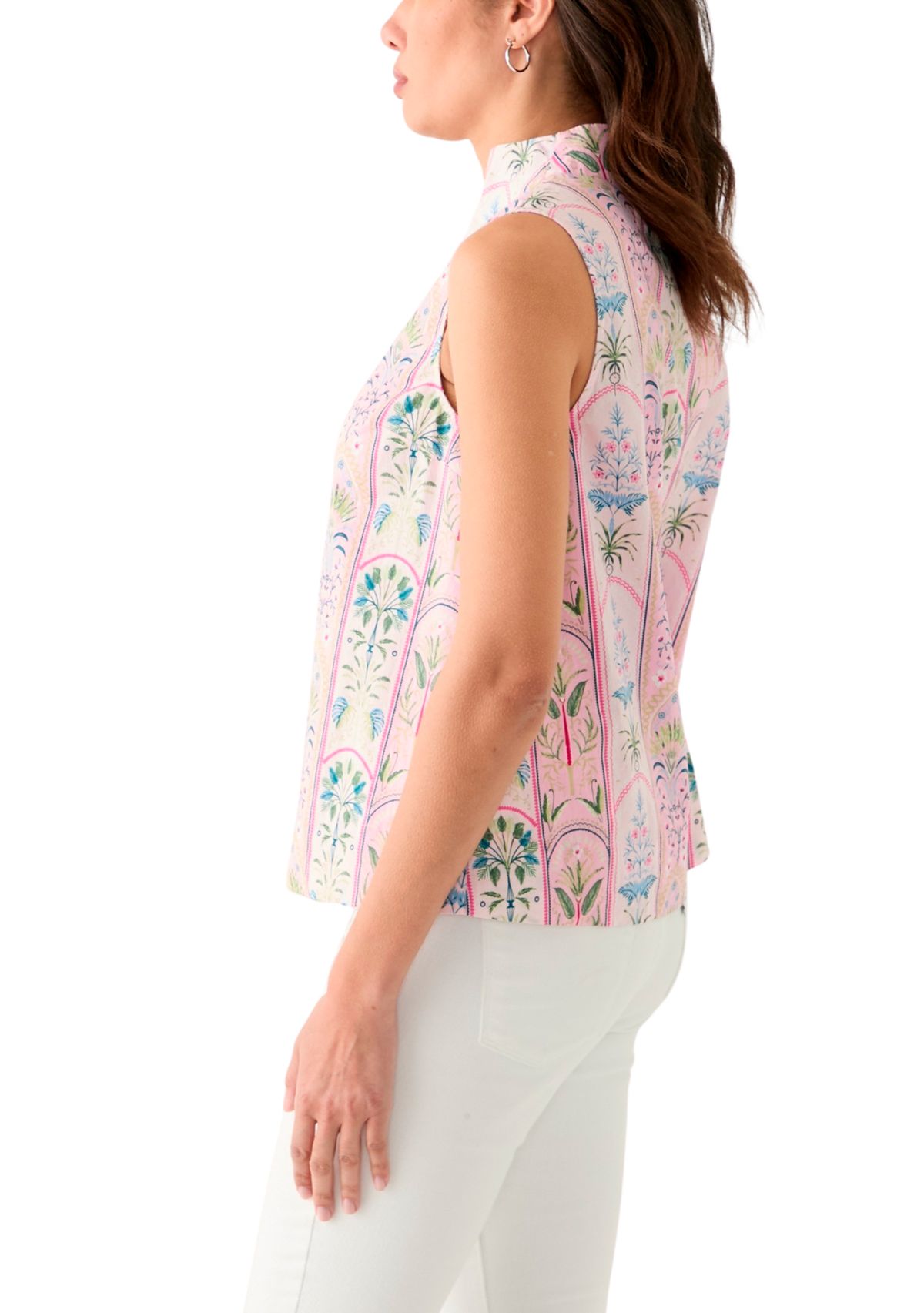 Womens Printed Split Neck Top