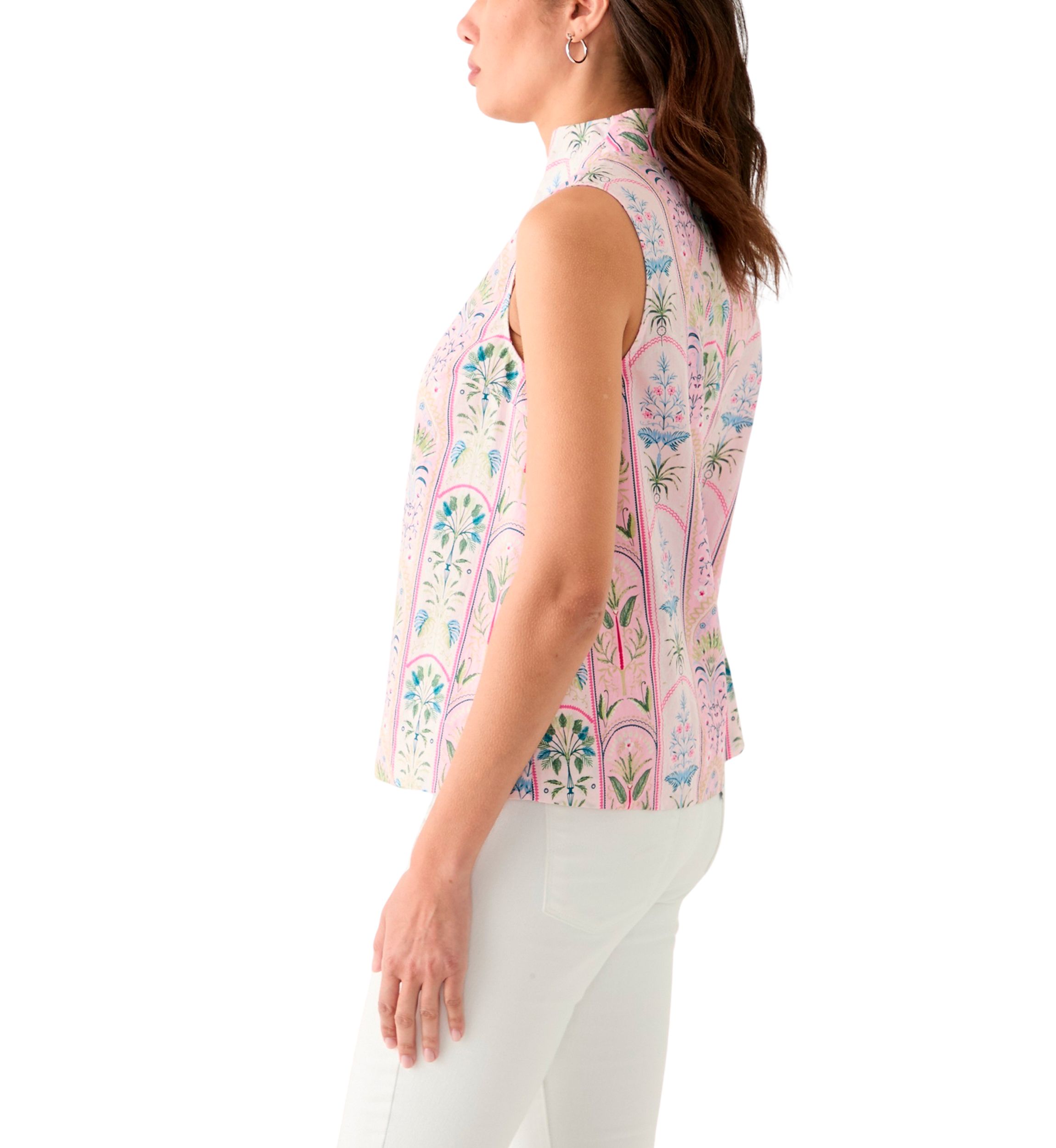 Womens Printed Split Neck Top