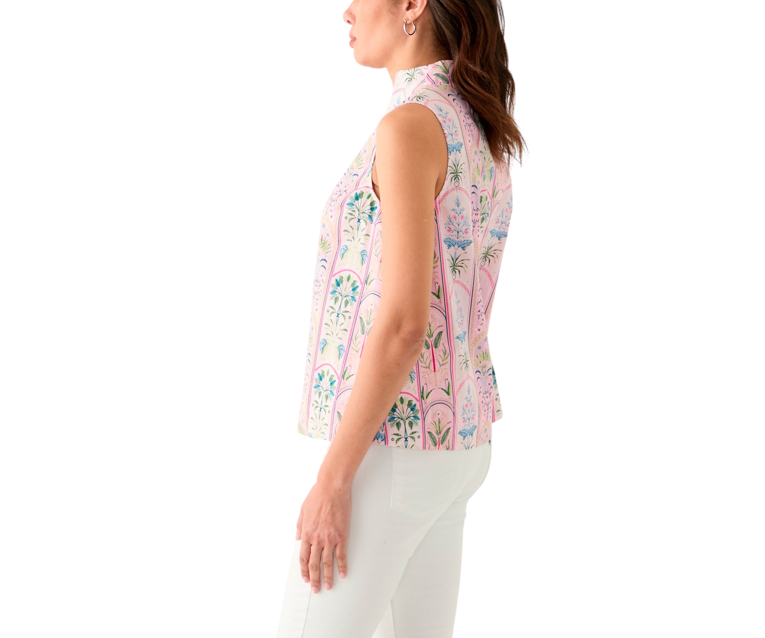 Womens Printed Split Neck Top