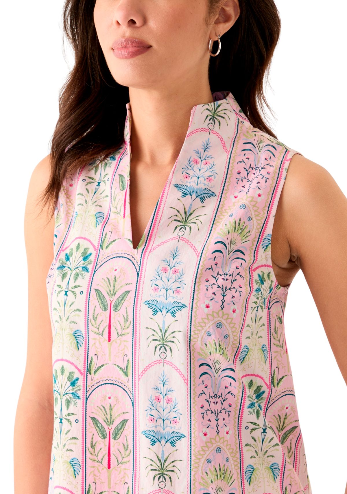 Womens Printed Split Neck Top