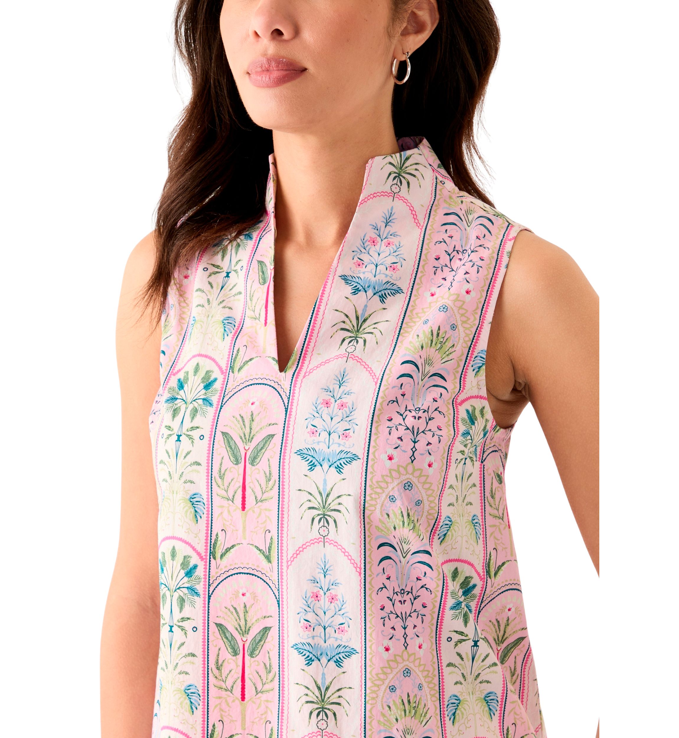 Womens Printed Split Neck Top