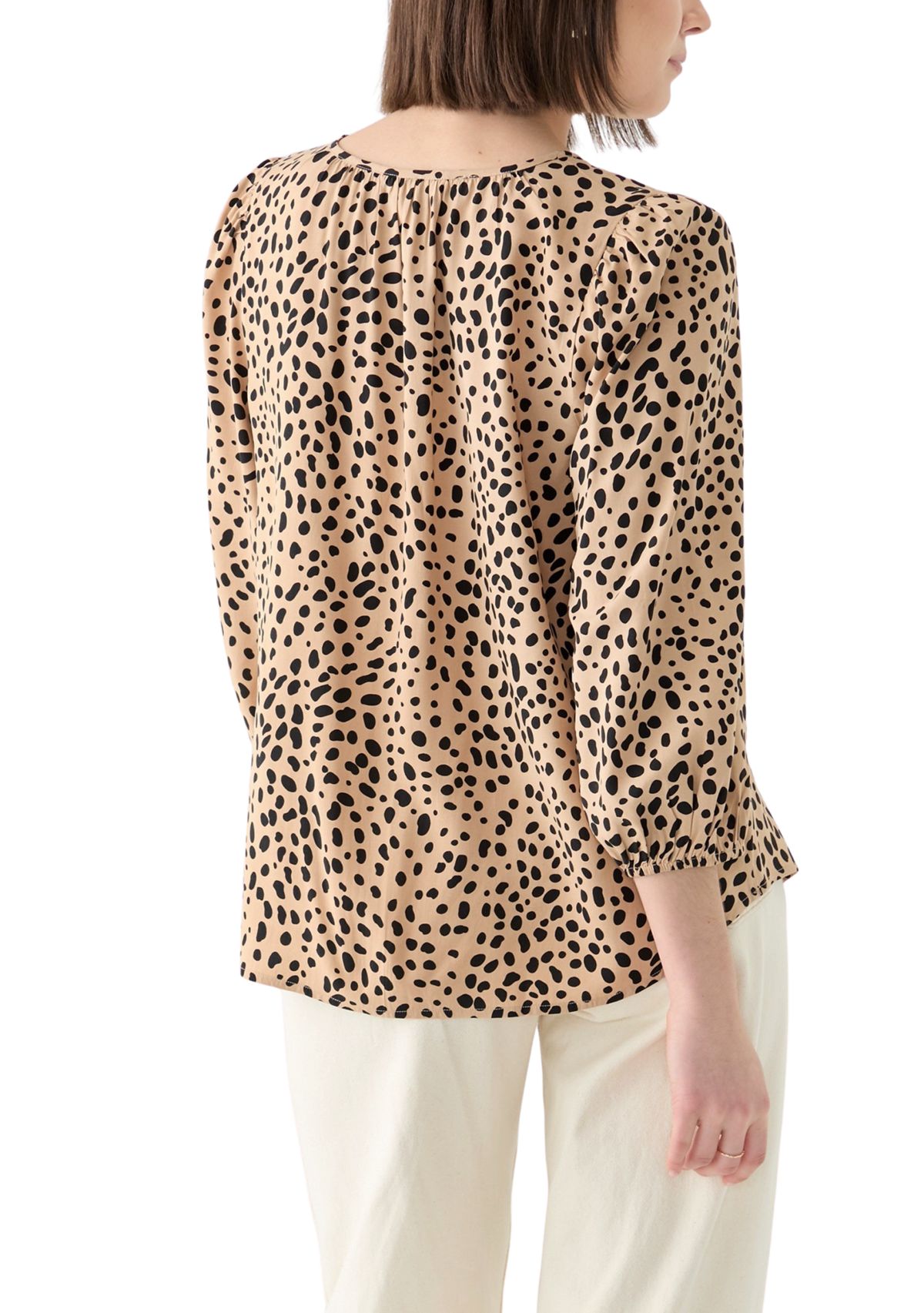 Womens Button Front Peasant Blouse